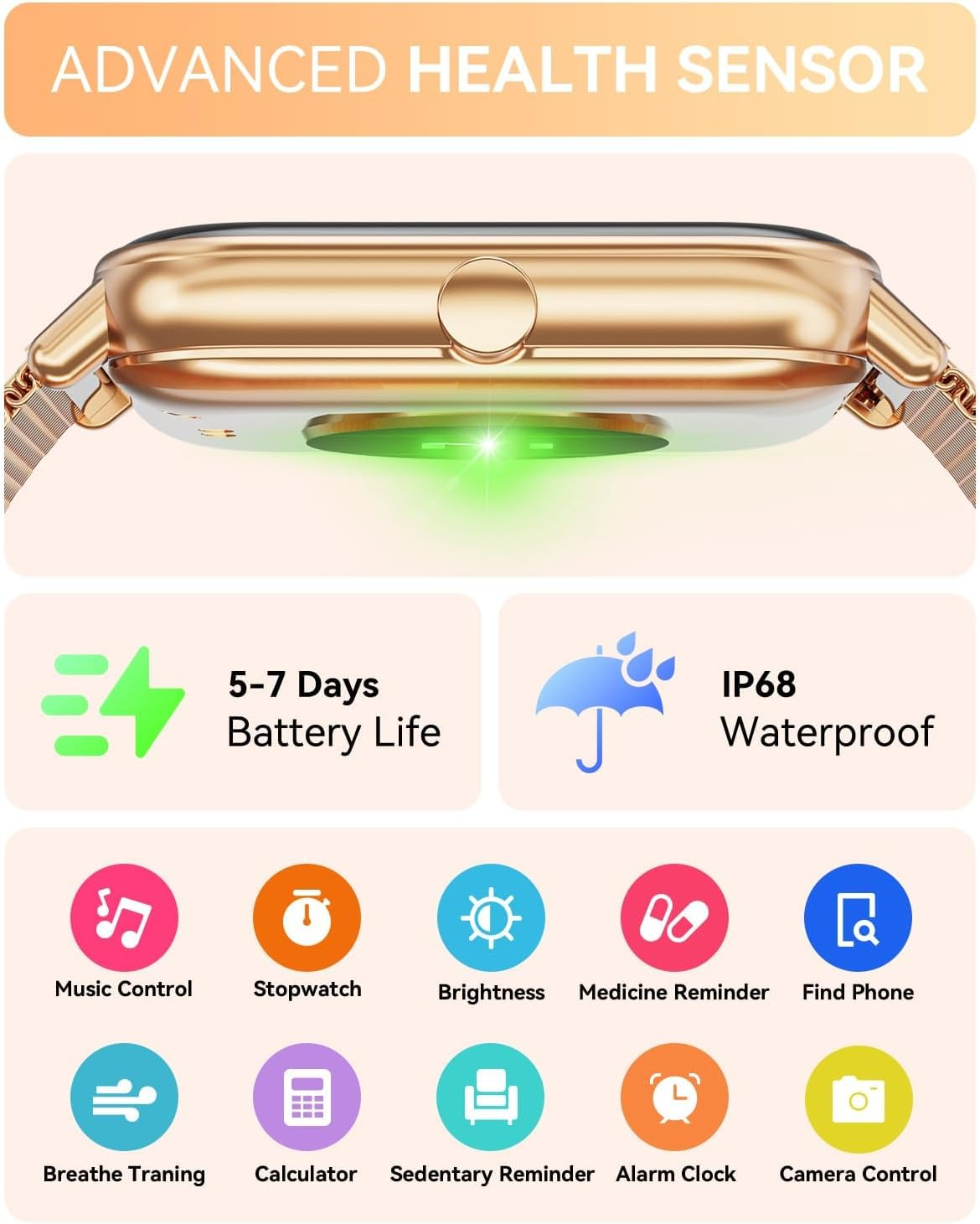 Smart Watch for Women Men, Fitness Tracker Watch for Android Phones Iphone Compatible, 1.85" Smart Watches for Women Men with Blood Pressure, Heart Rate Monitor, 110+ Sport Modes Smartwatch (2 Strap) image number 4