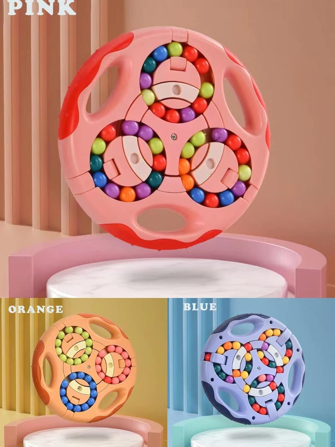 Rotating Magic Bean,Iq Game Cube Toy, Patience Games Magic Bean, Magic Bean Rotating Cube Toys, Cube Magic Bean, Creative Decompression Fidget Toy for Adults and Children(Blue) image number 5