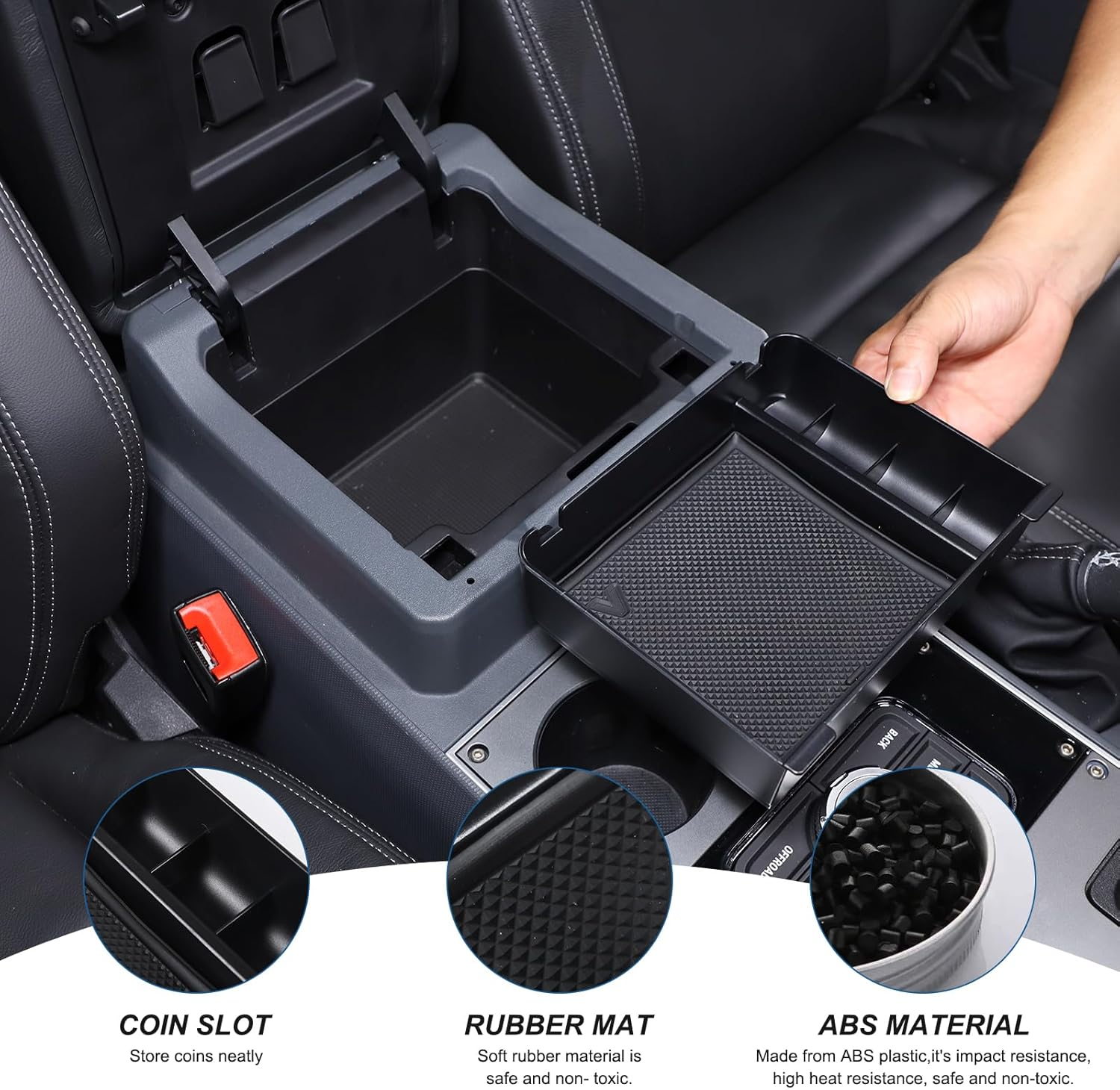 Yinaniutos Center Console Organizer Compatible with INEOS Grenadier 2020-2025 Accessories | ABS Armrest Storage Box Insert Tray with Non-Slip Mat | 1PC Set image number 5