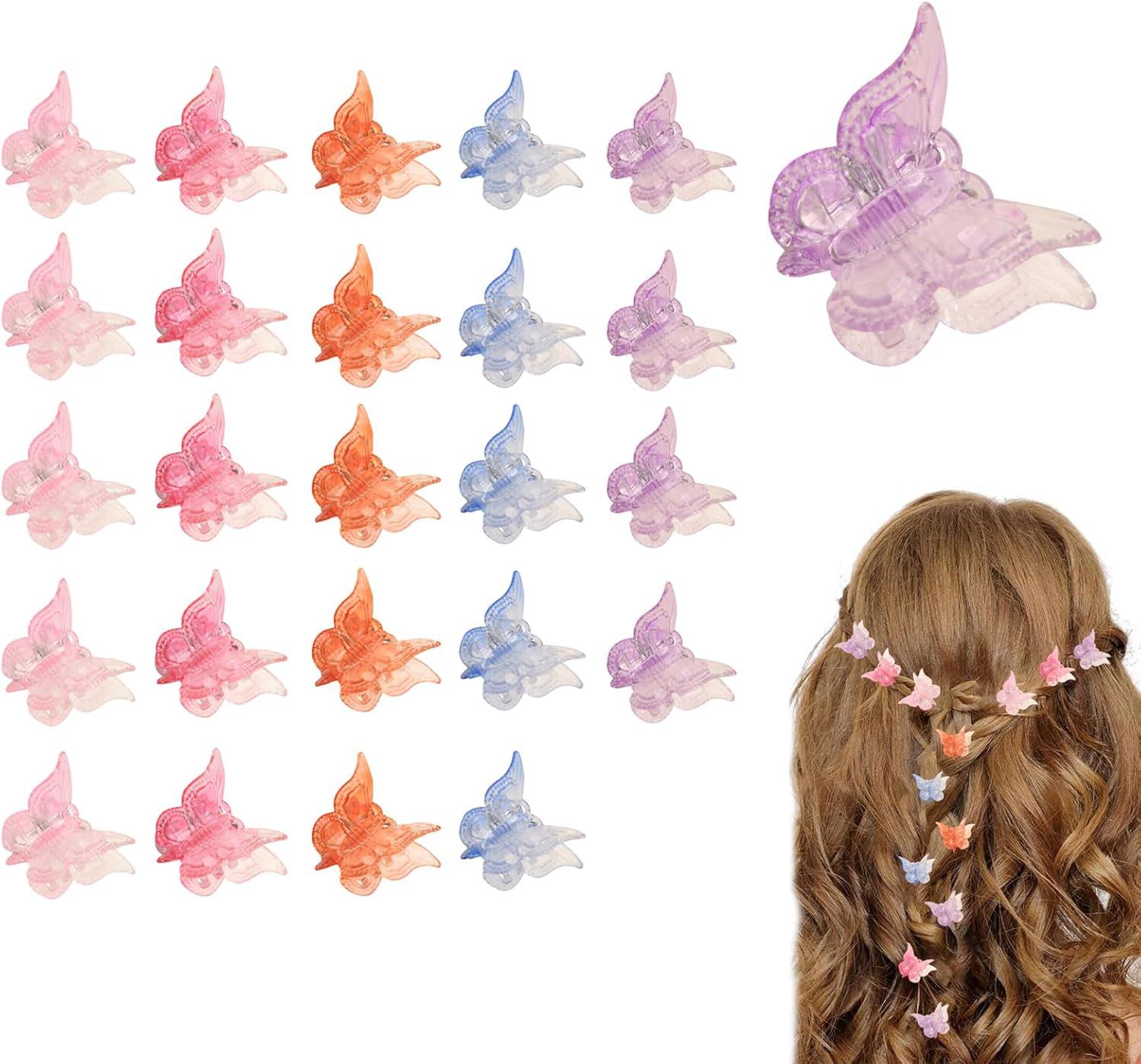 DHWEKU 30 Pieces Butterfly Hair Clips, Mini Butterfly Hair Clips for Girls, Butterfly Hair Clips, Small Butterfly Hair Clips for Women and Girls (Multicolor) image number 2