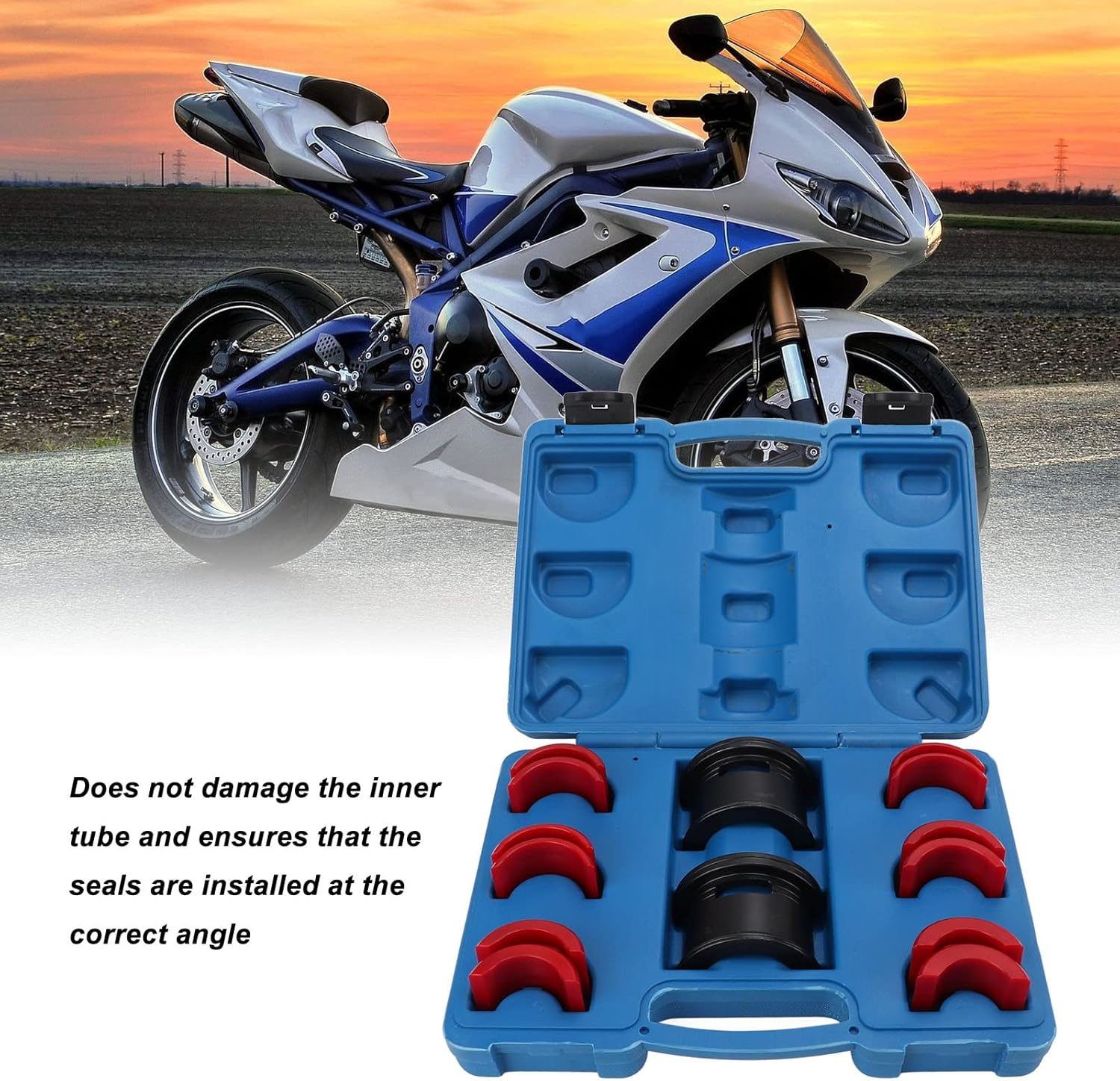 Motorcycle Bike Fork Seal Driver Tool Kit, Carbon Steel Universal 35‑50Mm Fork Seals Tool, Front Fork Driver Installer Tool Set for 35/36, 40/41, 42/43, 45/46, 47/48, 49/50Mm image number 3