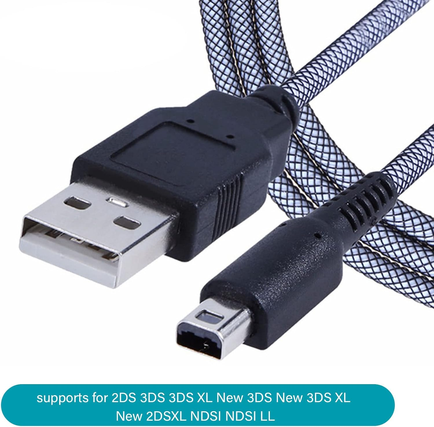 2 Pack 5FT 3DS 2DS Charger Cable, Power USB Charging Cord Compatible with 2DS 3DS 3DS XL New 3DS New 3DS XL New 2DSXL NDSI NDSI LL, Black image number 1