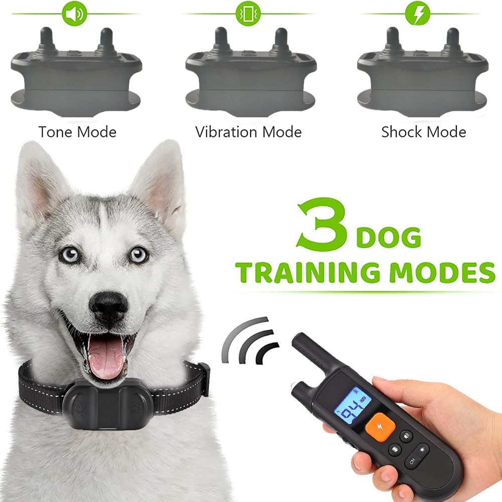 Bark Collar Remote Control Dog Training Collar IP67 Waterproof and Dustproof Adjustable Levels Long Standby Time Suitable for Dogs Weighing 15-100 Pounds for Large Medium Small Dogs Black image number 2