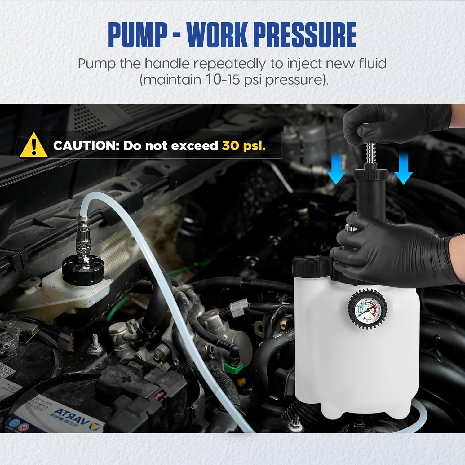 MRCARTOOL 3Lauto Brake Bleeder Brake Bleeder Fluid Pump Brake Fluid Changer with 1L Brake Bleed Bottle and 4 Master Cylinder Adapters E20 Adapter (3L) image number 4