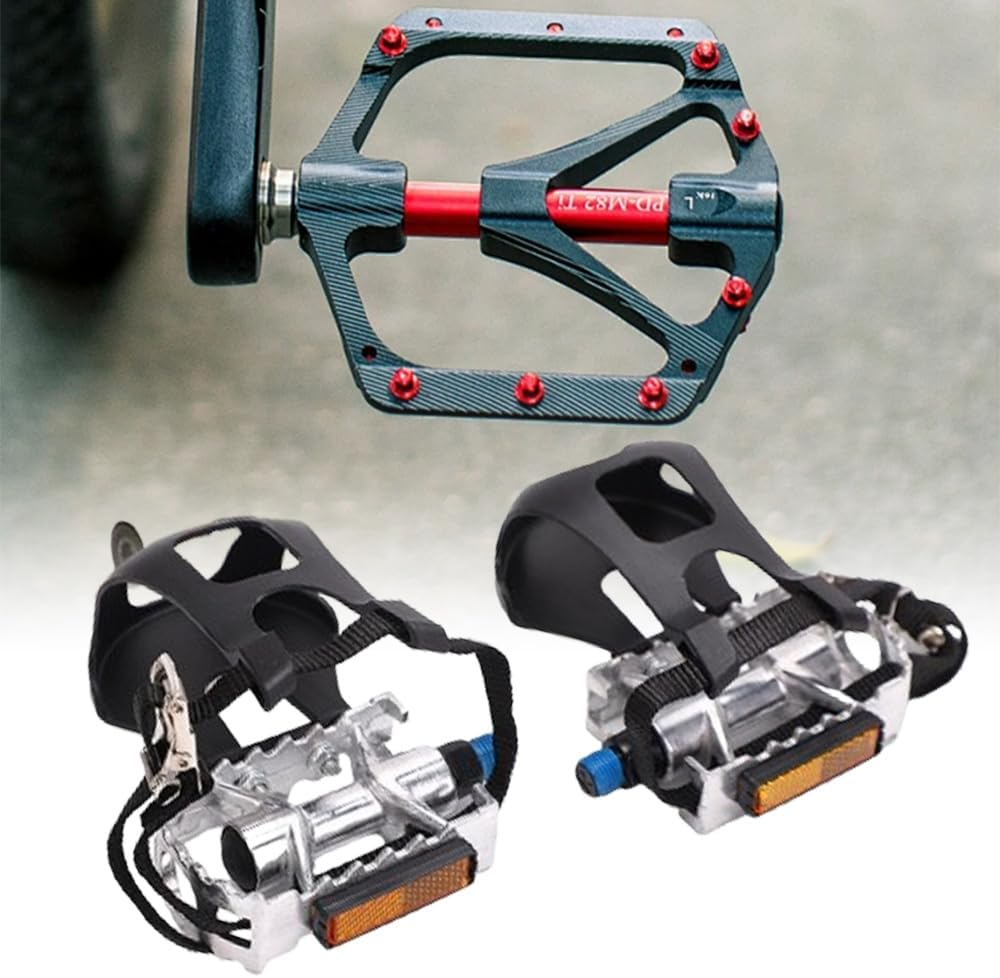 TOMVAES Bike Pedals 9/16" Spin Bike Pedal Mountain Bike Pedal for Outdoor Cycling and Indoor Exercise Bike, Replacement Alloy Multi-Purpose Bicycle Pedals Road Bike Pedals image number 2