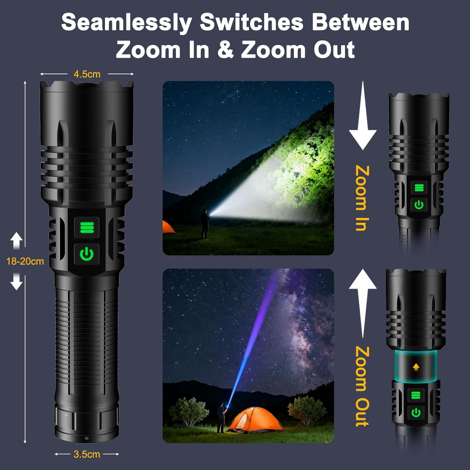 2-In-1 365Nm UV Torch & LED Flashlight Rechargeable, 30W Zoomable UV Light Black Light Torch for Pet Urine Detection, Resin Curing, Rocks, Scorpions, Waterproof Flashlights for Camping, Emergency image number 3