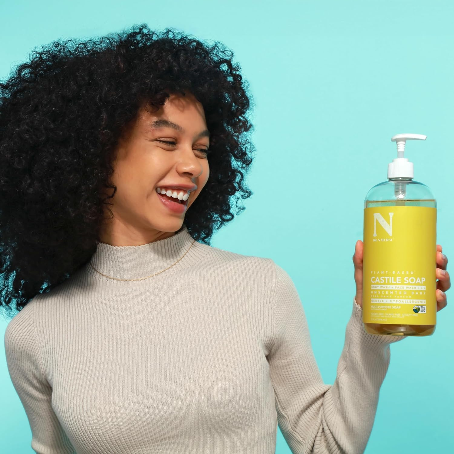 Dr. Natural Castile Liquid Soap - Multi-Use Body Wash, Shampoo and Face Wash - Body Soap for Skin, Hair, Pets and Home - Unscented Baby - 32 Oz image number 4