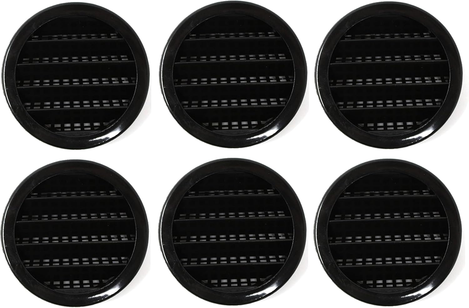 2" round Plastic Louver Soffit Air Vent Reptile Screen Grille Cover Multiple Colors/Quantities (6, Black) image number 1