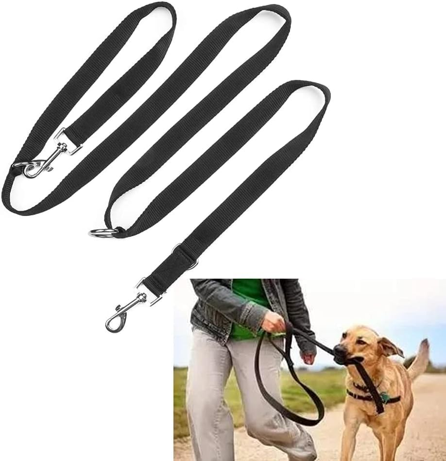 215 * 2.5Cm Multifunctional Dog Leash for Dogs,Adjustable Dog Leash,Double Ended Lead, Adjustable to 4 Different Lengths,For Two Dogs Walking (Black, 215 * 2.5Cm) image number 5