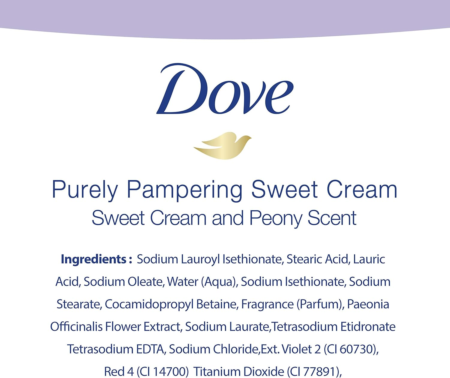 Dove Purely Pampering Beauty Bar, Sweet Cream & Peony 4 Oz, 6 Bar image number 1