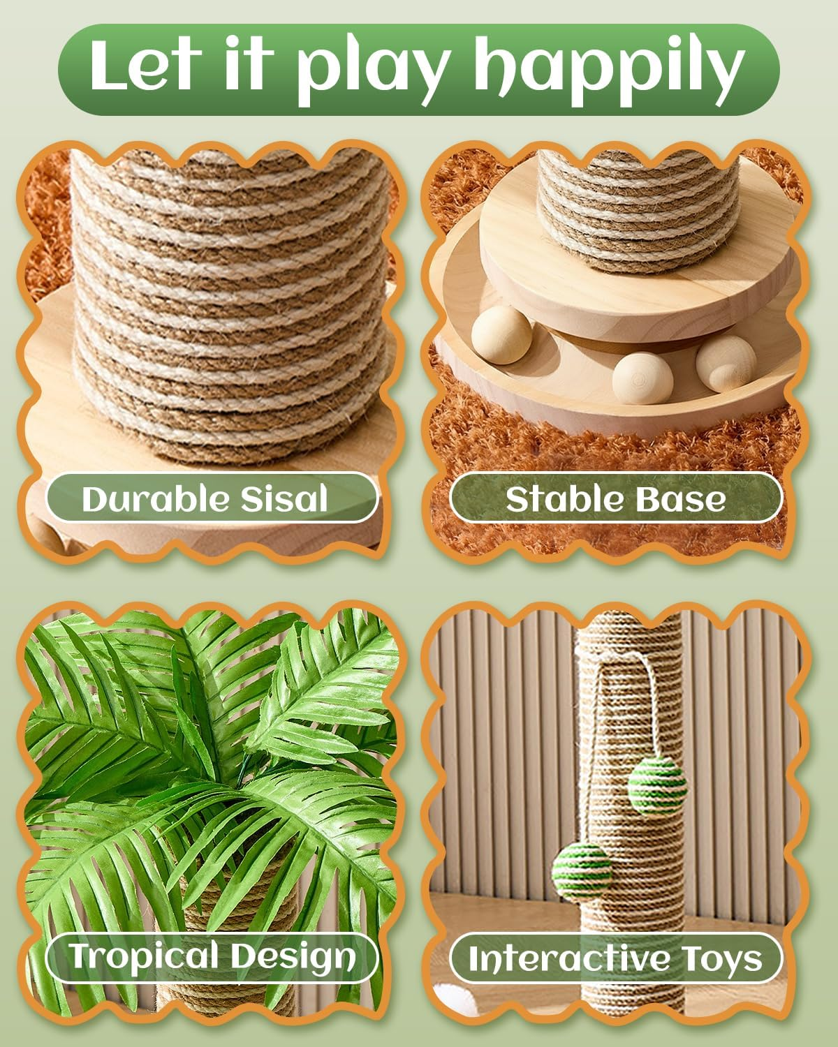 STORM HERO Cat Scratching Post - 70Cm Tall Cats Scratcher with 3 Cat Balls, Cats Climbing Tree Tower with Stable Base,Sisal Rope Kitten Scratch with Interactive Hanging Ball for Small Medium Large Cat image number 1