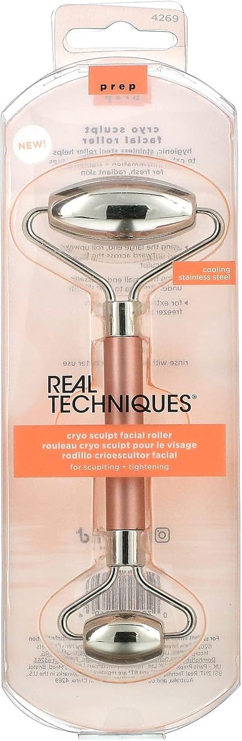 Real Techniques Cryo Sculpt Facial Roller, Face Massage Roller, for Puffy Eyes and under Eye Roller, for Face, Neck, and Eyes, 1 Count image number 3