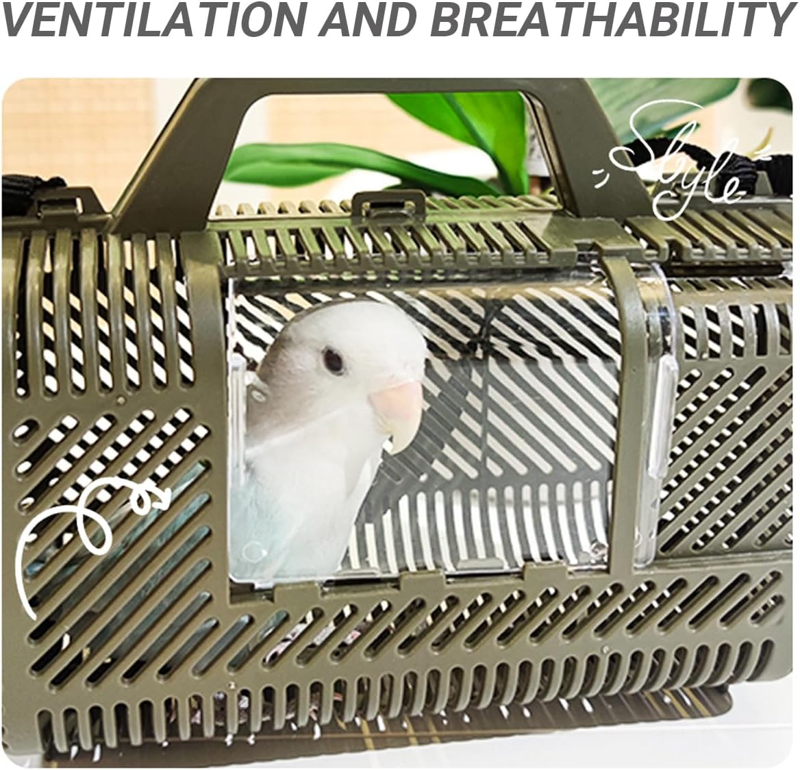 AIMALL Handheld Portable Parrot Travel Cage - Lightweight 96G, 360&deg; Ventilation & Triple Buckle for Small Parrots Budgies Cockatiels Birds image number 6