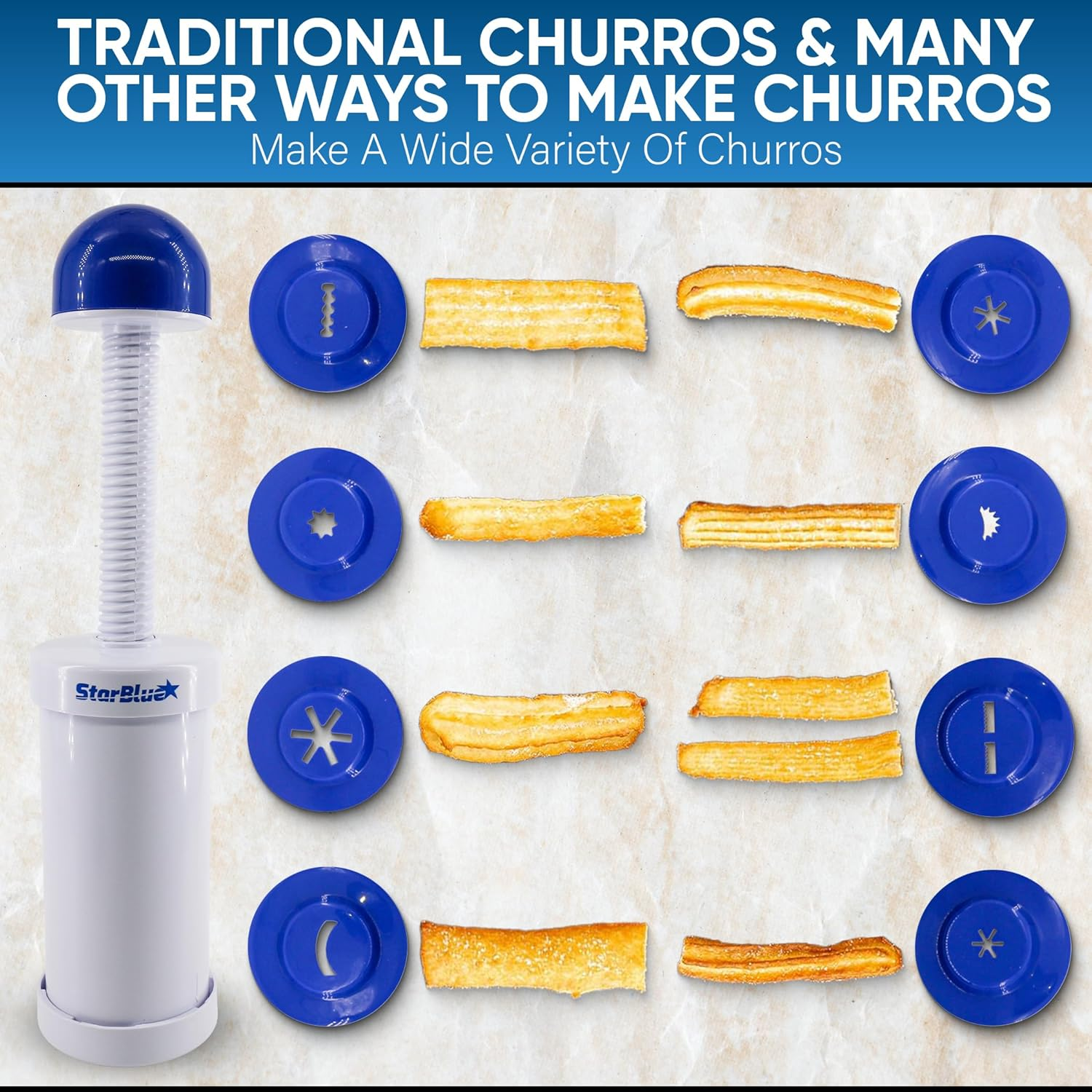 Starblue Churrera Churro Maker and Filler Set - Easy Piping Nozzle Tool for Deep Fry Stuffed Churro, SB-A818 image number 4