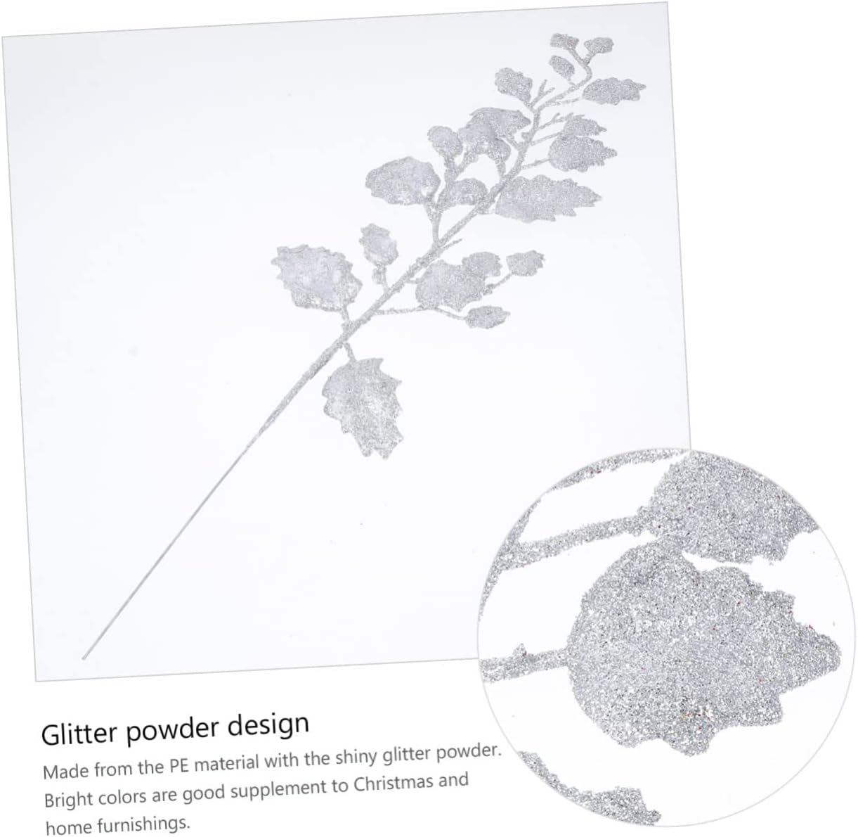 Christmas Glitter Leaves Faux Leaf Ornaments 10Pcs Holiday Decoration Home Party image number 5