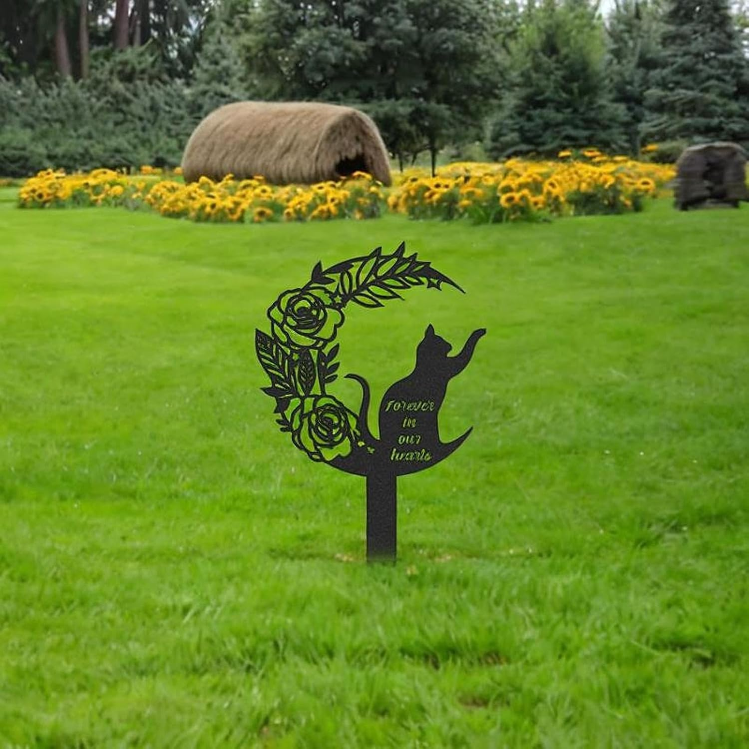 MFMEXUL Cat Memorial Post, Pet Memorial Grave Marker, Silhouette, Statue, Cat, Metal, Decorative Stake for Garden, outside Terrace, Courtyard image number 6