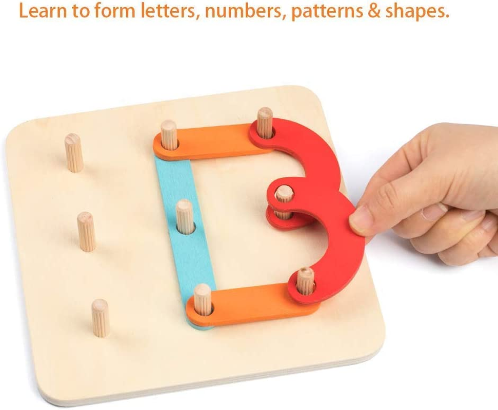 Coogam Wooden Letter Number Sorter Puzzle Educational Stacking Blocks Toy Set Shape Color Construction Pegboard Sorter Activity Board Sort Game for Kids Toddler Gift Preschool Learning Toy image number 2