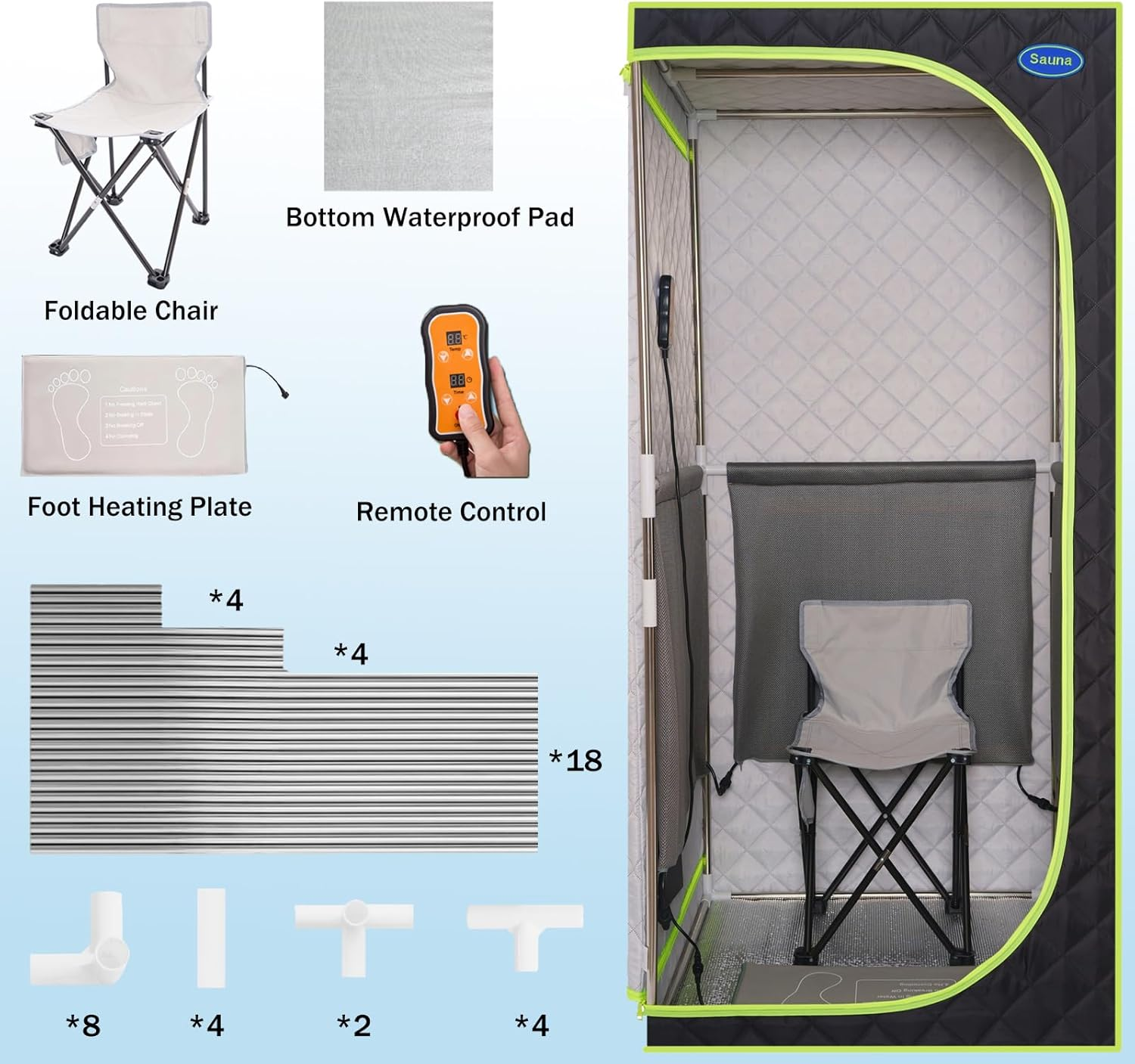 Infrared Sauna,Portable Infrared Sauna for Home Spa,With Heated Feet and Portable Chair with Timed and Adjustable Temperature Settings for Reduce Stress Fatigue Indoor Sauna image number 2