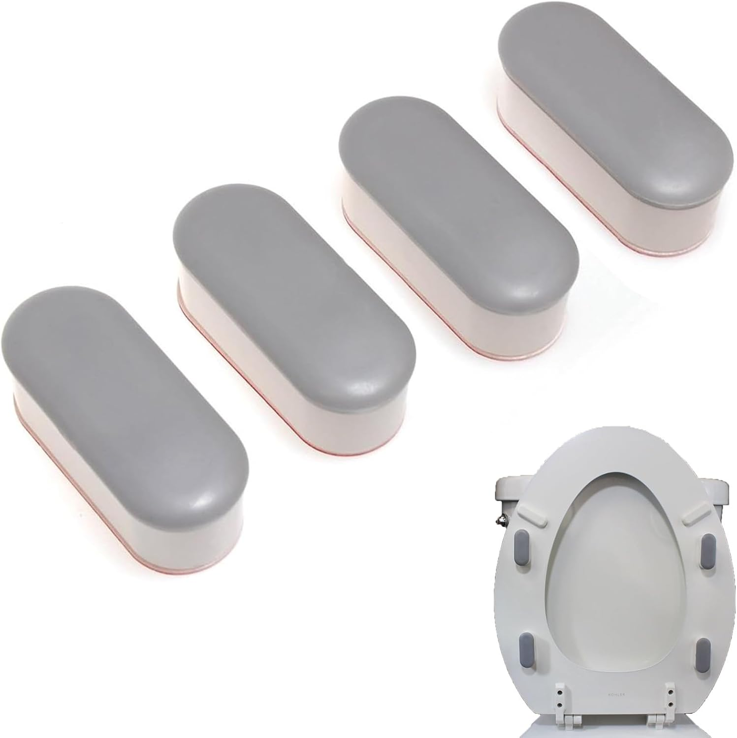 4 Pack Universal Toilet Seat Bumpers, Compatible with All Toilet Models, Equipped with Durable Adhesive