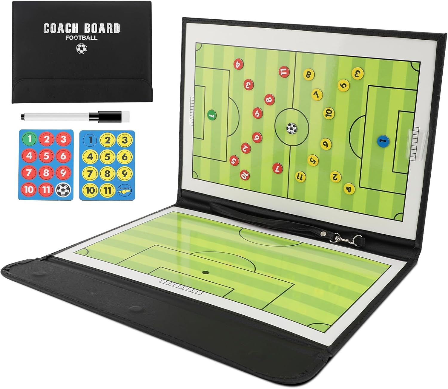 Dry Erase Soccer Lineup Board Folding Magnetic Soccer Coaching Board Clipboard with Marker Pen For image number 5
