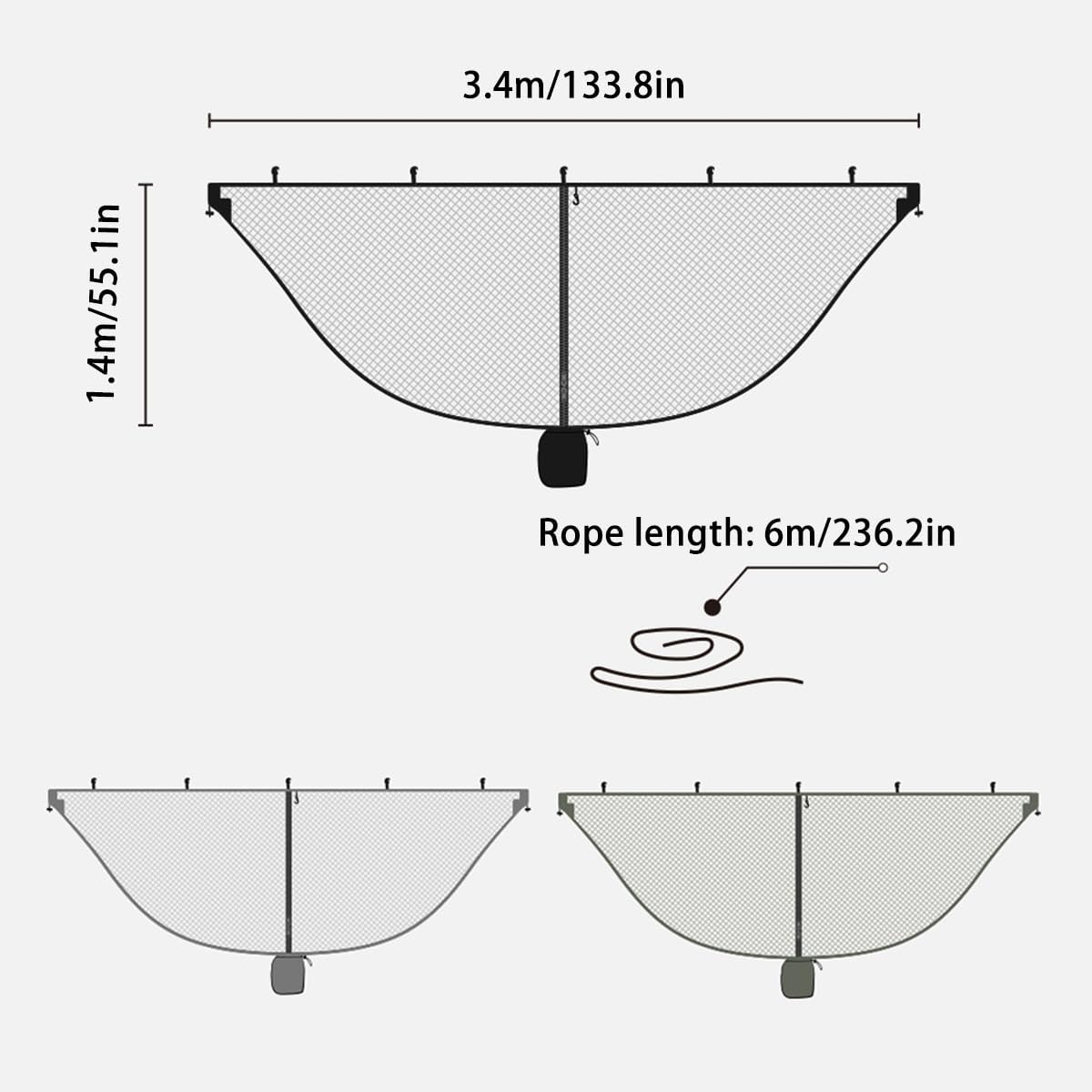 AIMALL Separate Mosquito Net Cover for Hammock, Anti-Mosquito Outdoor Net with Zipper and Hooks, Durable, 6M Hanging Rope for Outdoor Camping and Travel, No Hammock Included
