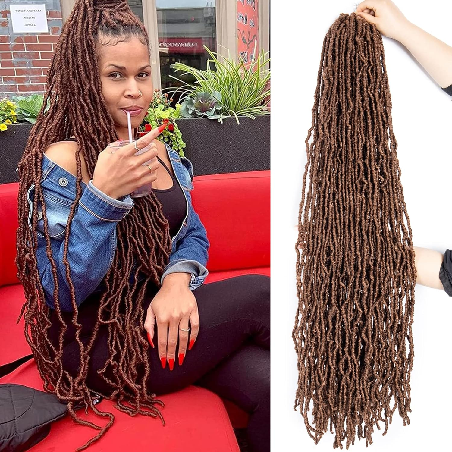 18 Inch New Faux Locs Crochet Hair Soft Locs Crochet Hair Natural Faux Braids Pre-Looped Synthetic Afro Roots Braid for Black Women
