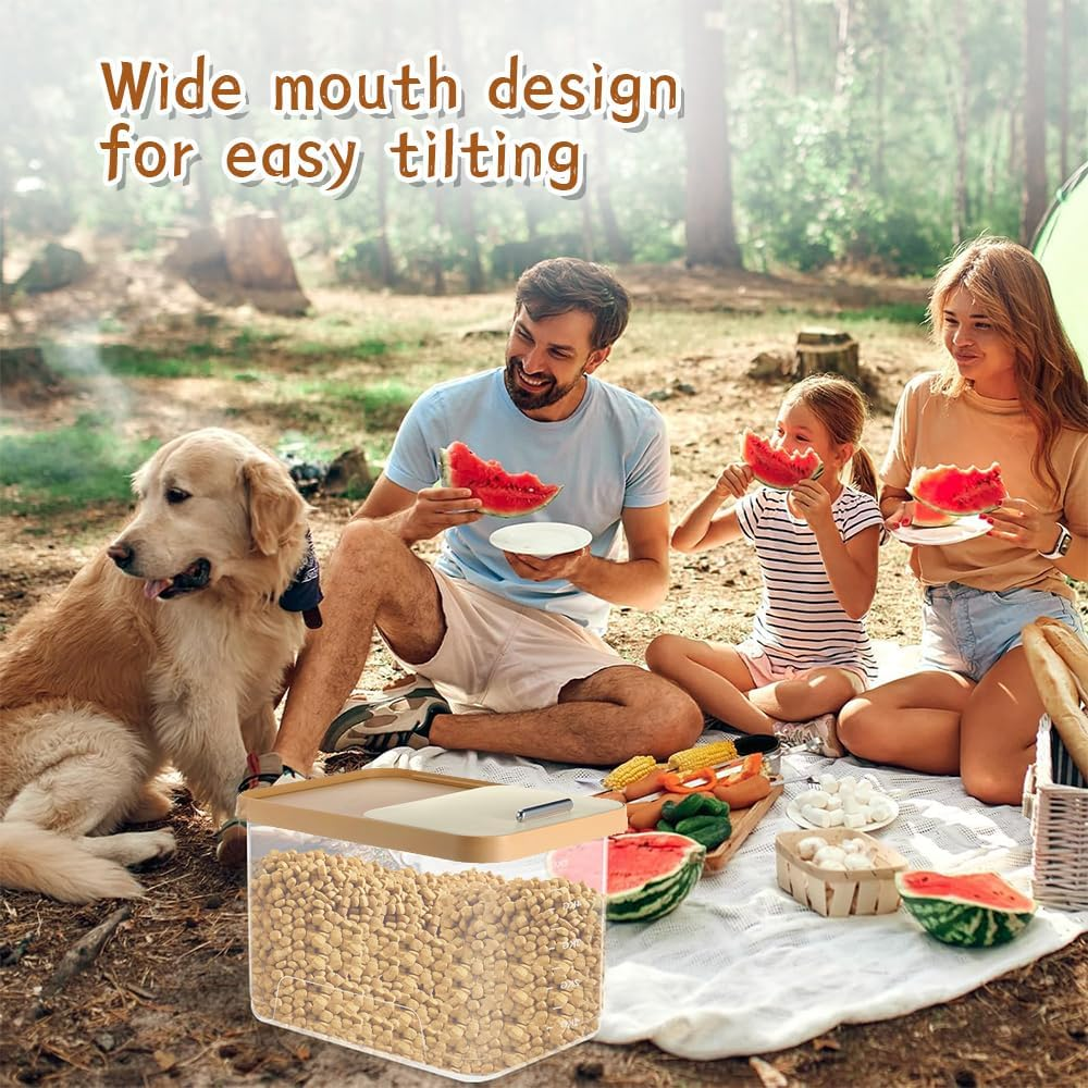 2 Pack Airtight Dog Food Storage Container, Clear Pet Dogs Foods Storage Bin,With Measuring Cup,Plastic Storage Bucket,Keep Dry Food Fresh,For Pet Dog,Cat,Bird,And Rabbit Foods image number 4