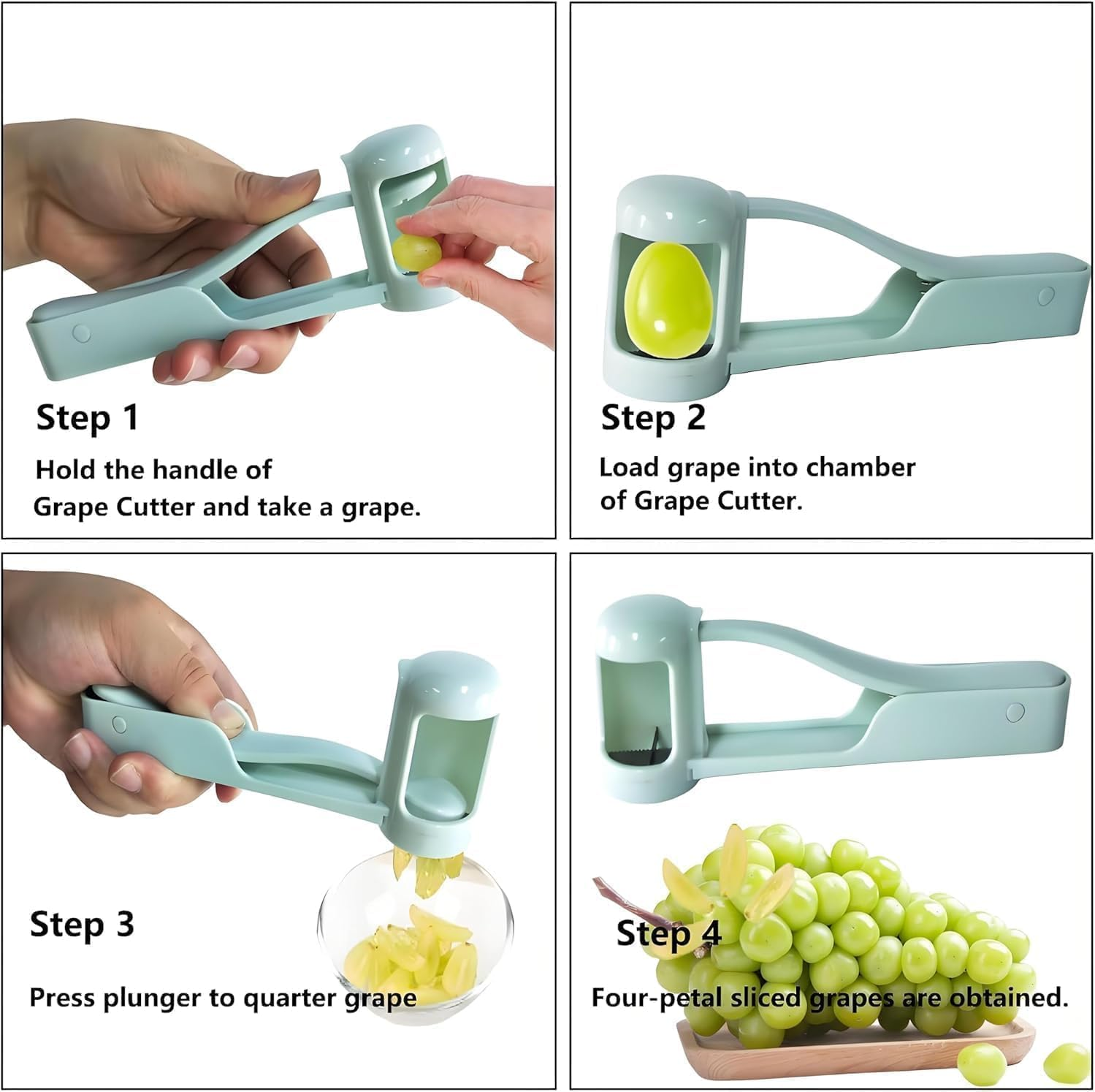 Grape Cutter/Slicer,Grape Cherry Tomato Strawberry Cutter Quarter Fruit Slicer Tool for Vegetable Fruit Salad Cake Decoration,Stainless Steel Kitchen Gadget image number 2