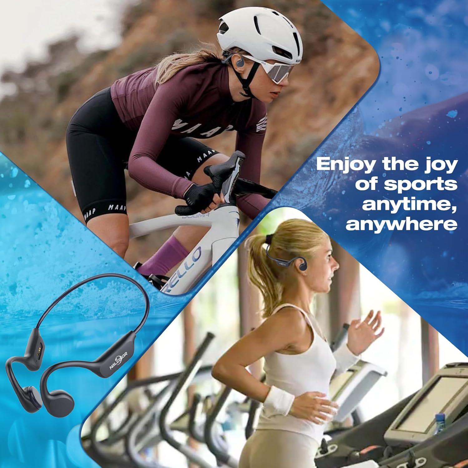 Swimming Headphones-Bone Conduction Headphones, Ipx8 Waterproof Built-In Mp3 Player 32G Memory, Underwater Swimming Headphone, Wireless Open Earphones Bluetooth 5.4, for Swimming,Running, Cycling image number 3