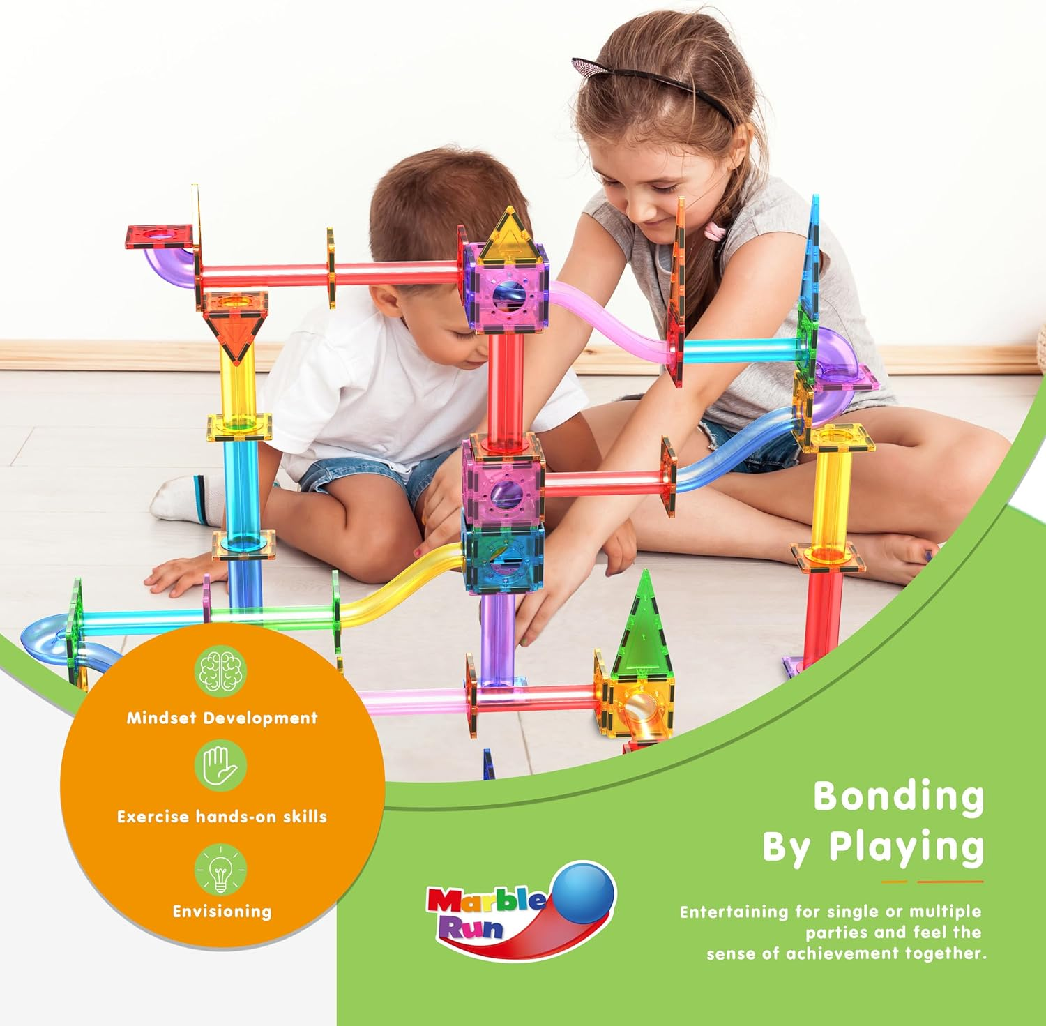 Picassotiles Marble Run 150-Piece Magnetic Tile Race Track Toy Play Set STEM Building & Learning Educational Magnet Construction Kit Child Brain Development Toys Boys Girls Age 3 4 5 6 7 8+ Years Old image number 5