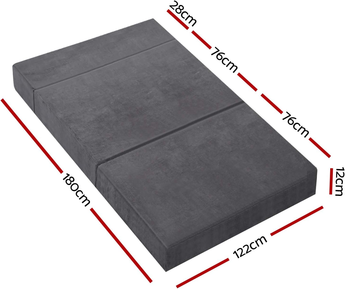 Giselle Bedding Foldable Mattress 180 X 122 12Cm Double Folding Mattresses Cushion Covers Camping Floor Mat Portable Travel Sleeping Sofa Bed Pad Home Office Grey image number 3