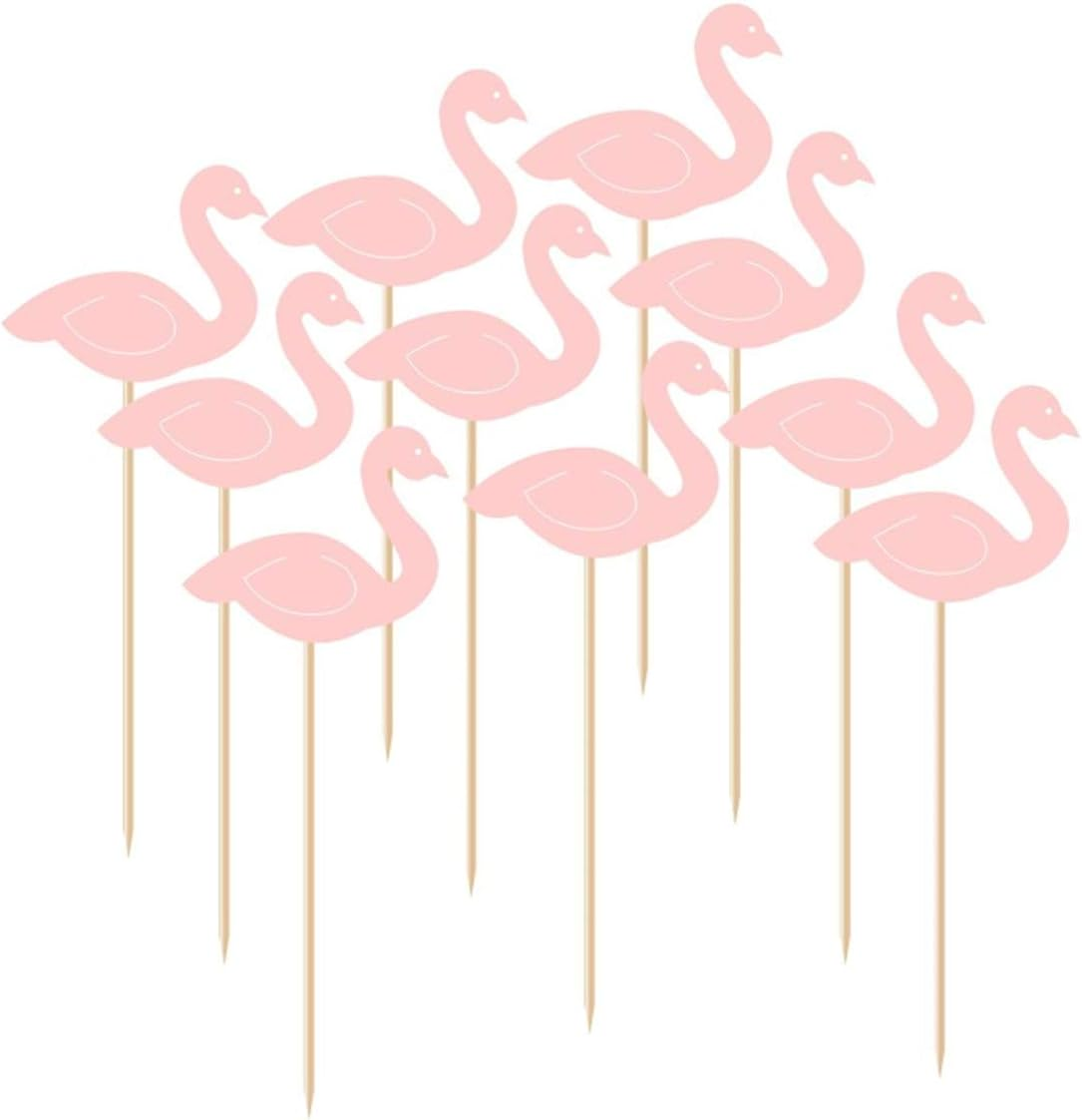 50Pcs Flamingo Cupcake Toppers Cake Decorations Food Picks Cocktail Picks for Theme Luau Hawaiian Birthday Wedding Summer Party Supplies image number 1