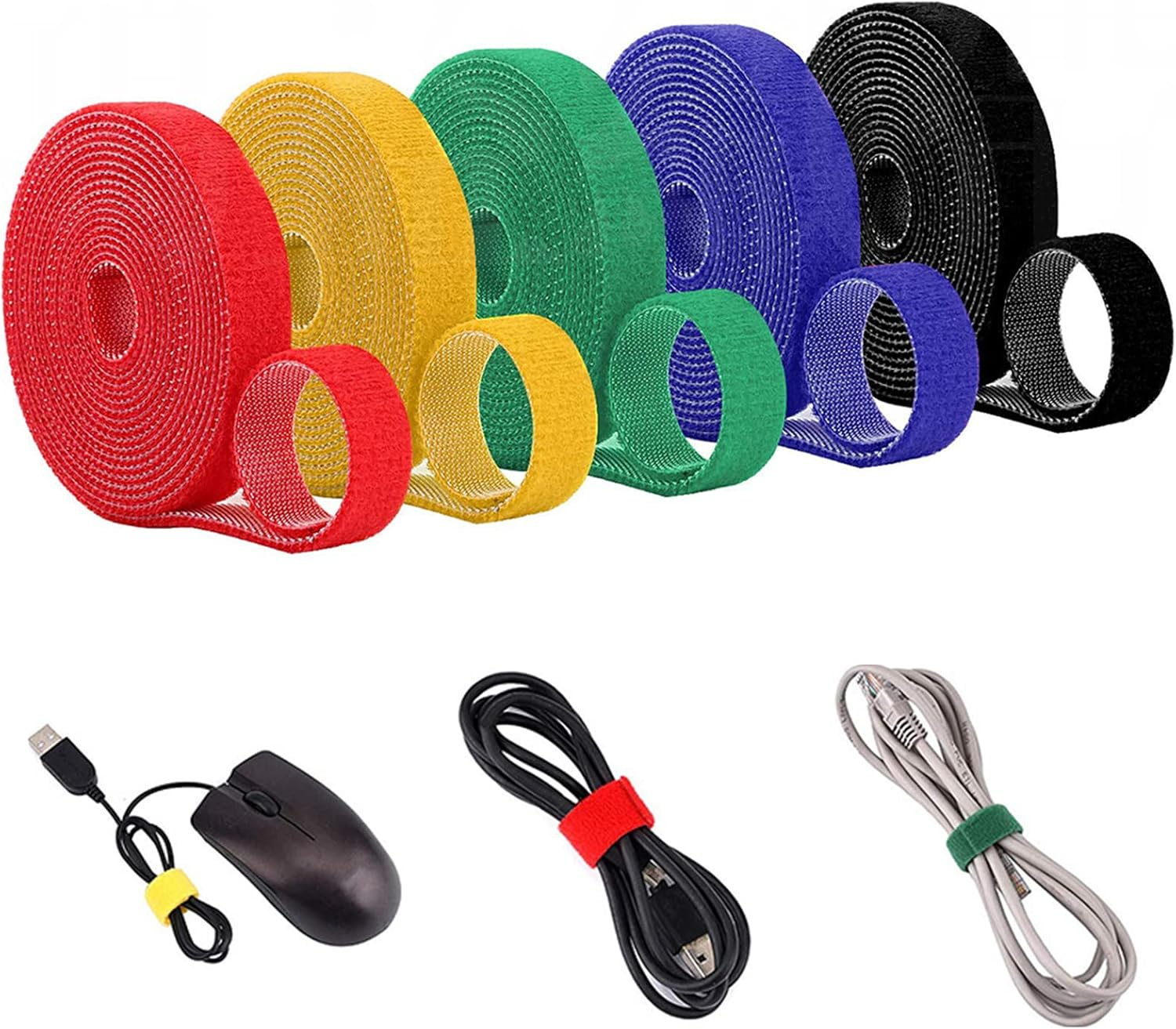 Acbbmns 10M/32.8Ft Nylon Cable Ties, 5 Colors 12.5Mm Width, Self Adhesive Cable Wire Straps, Fastening Wire Organizer Cable Management for Managing Wires & Organizing Cords image number 2