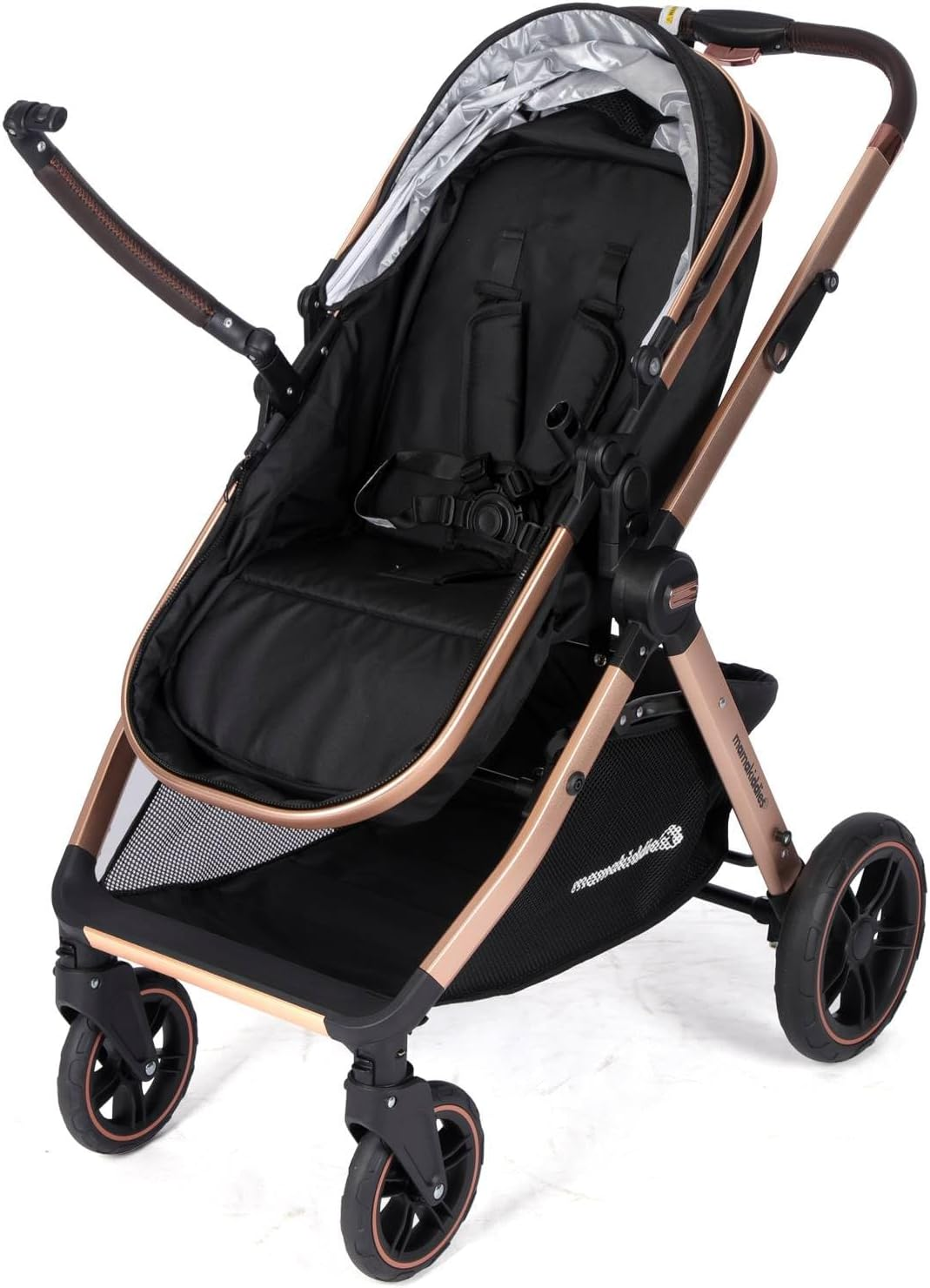 Mama Kiddies Pacto City Black Compact Convertible 2In1 Aluminium Alloy Pram Stroller Bassinet image number 3