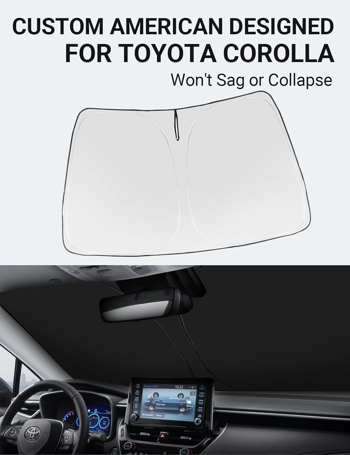 Proadsy 2025 Upgrade Windshield Sun Shade Custom Fit Toyota Corolla 2019-2024 2025 4-Layer Foldable Front Sunshade Protector Sun Visor Blocks UV Rays Keep Car Cooler Accessories