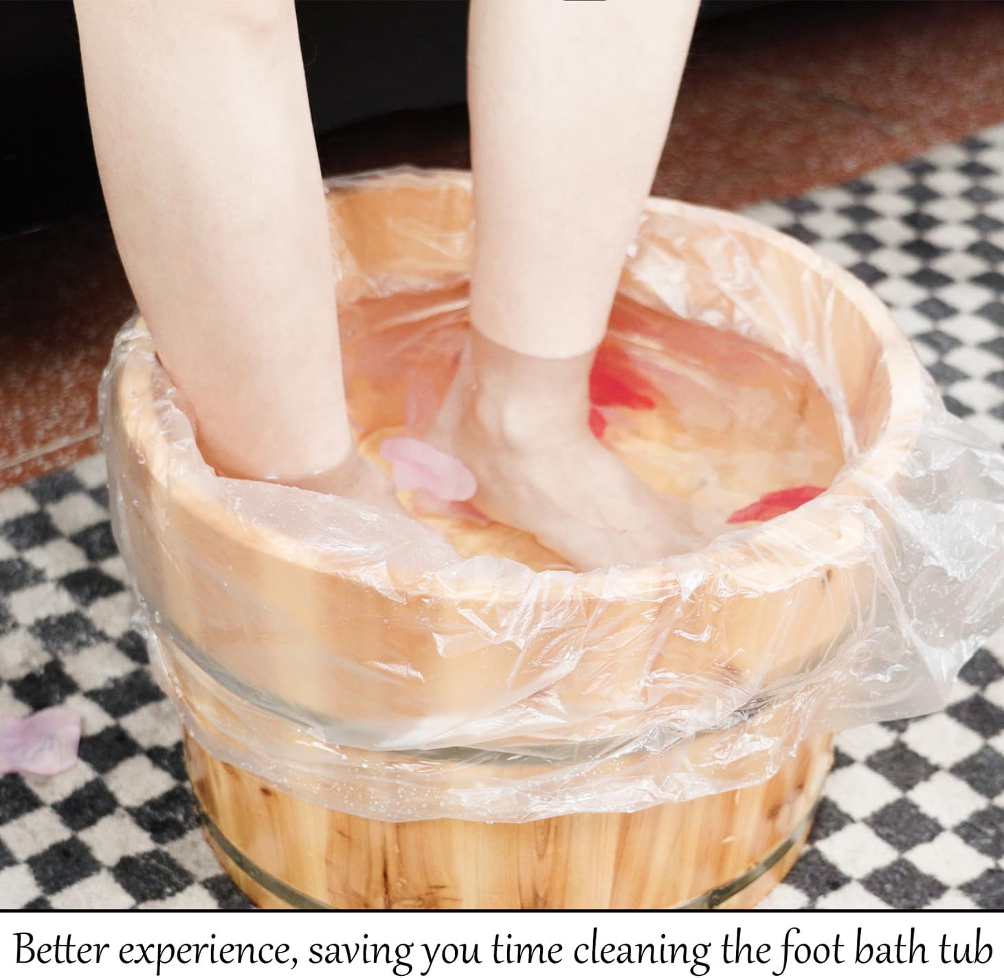 VOCHIC 240 Pcs Disposable Foot Tub Liner, 25.5 X 29.5 Inches Portable Bath Basin Bags, Plastic Pedicure Spa Bags, Large Foot Bath Liners, Disposable Pedicure Liners for Foot Pedicure Spa Hotel Home