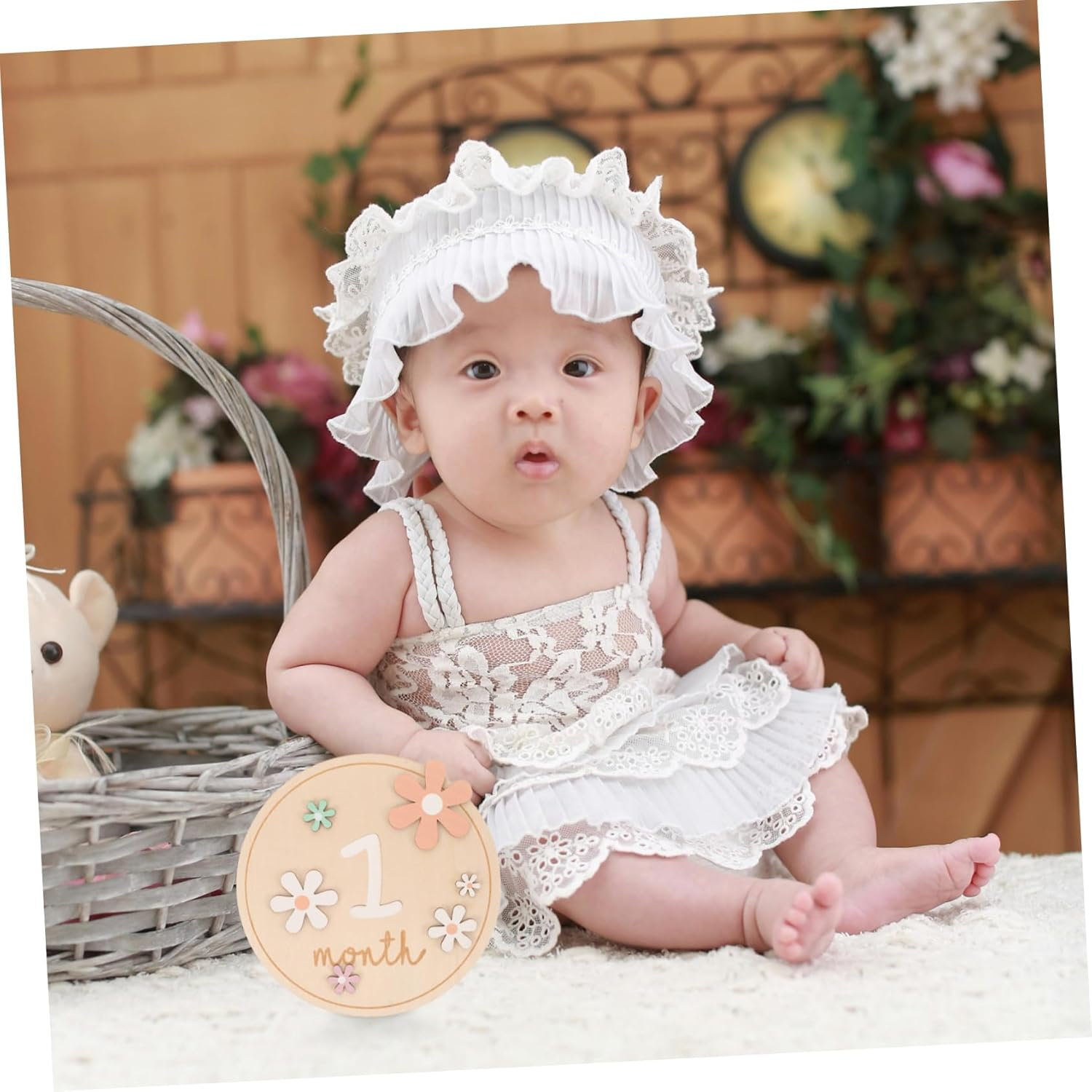 Kisangel 1 Set Milestone Circles Newborn Announcement Signs for Monthly Photography Durable Craftsmanship Lightweight Design Present for Parents