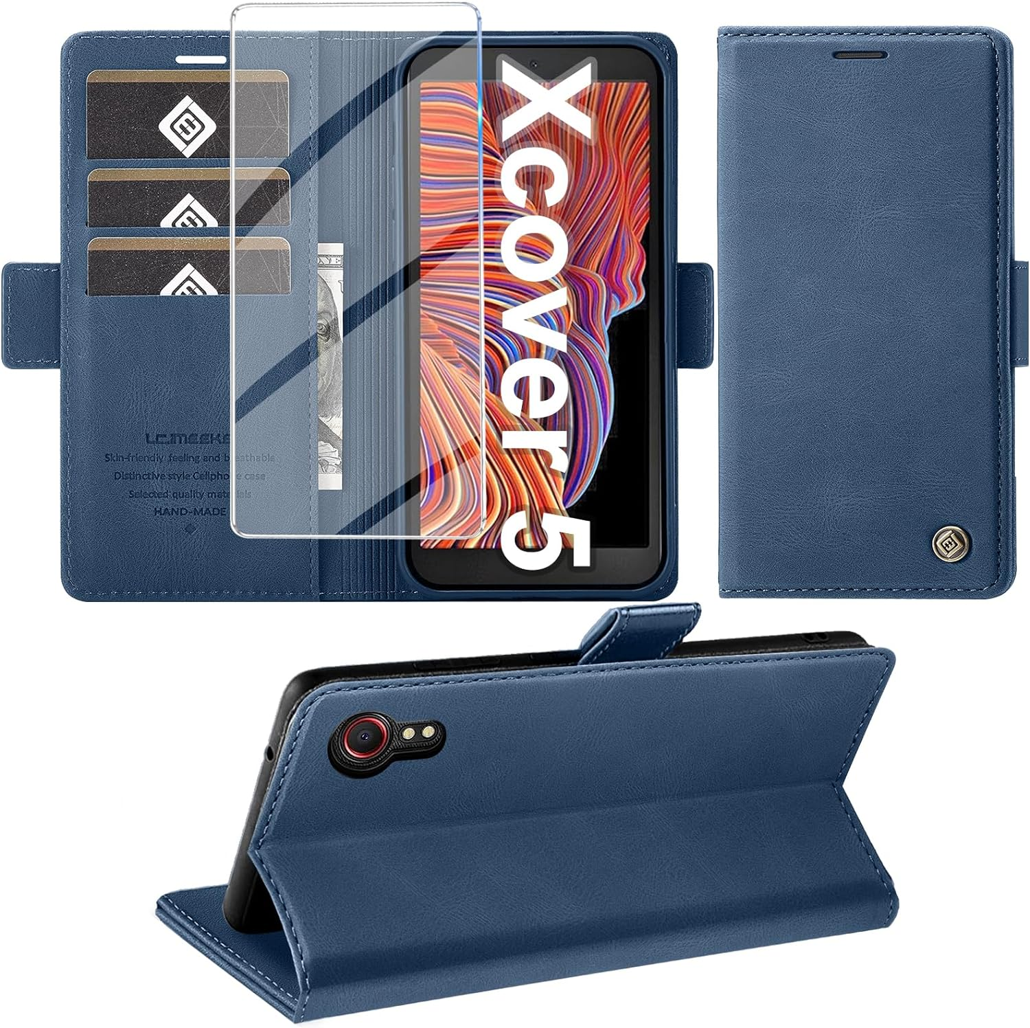 Giyer Mobile Phone Case for Samsung Galaxy Xcover 5 Case with Screen Protector, Protective Case Galaxy Xcover 5 PU Leather Wallet Flip Case Stand Card Slot Flip Case for Samsung Xcover 5 Pocket (Red)