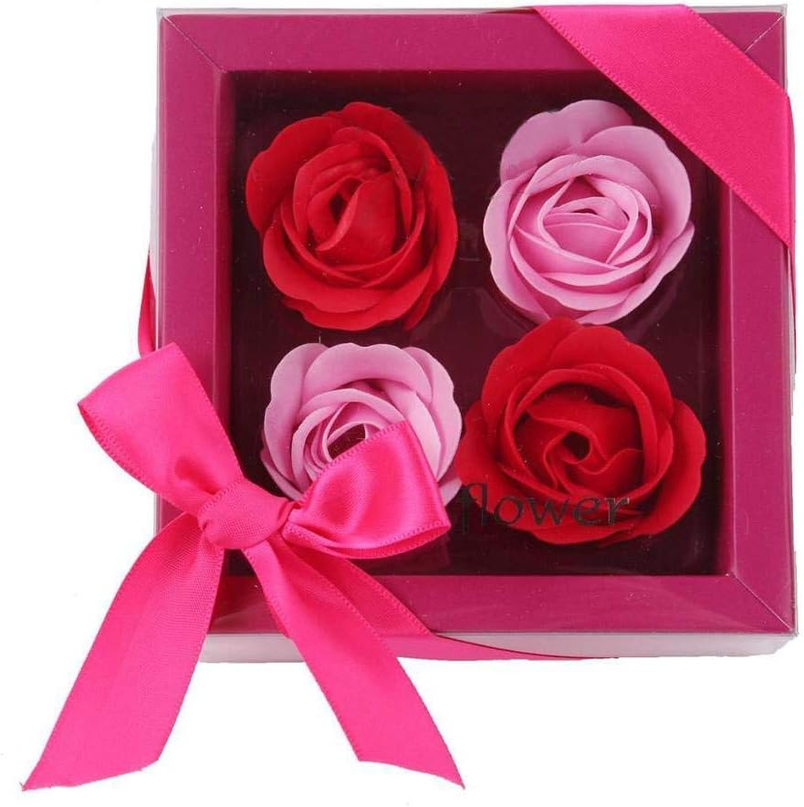 The Purple Tree Rose Flower Soap Box - 4-Piece (Pink)