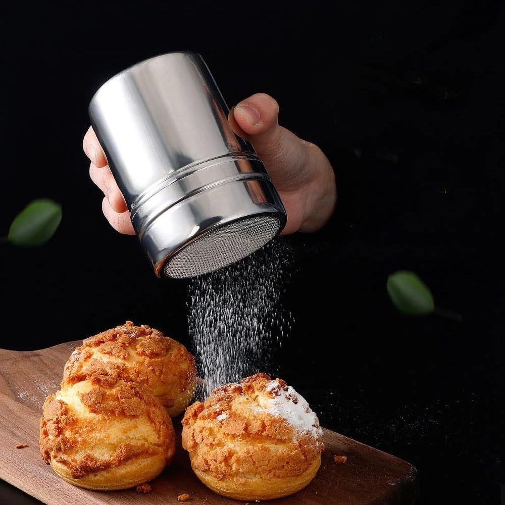 Stainless Steel Icing Sugar Cocoa Coffee Shaker Flour Duster Chocolate Powder L(6.5X11CM) image number 2
