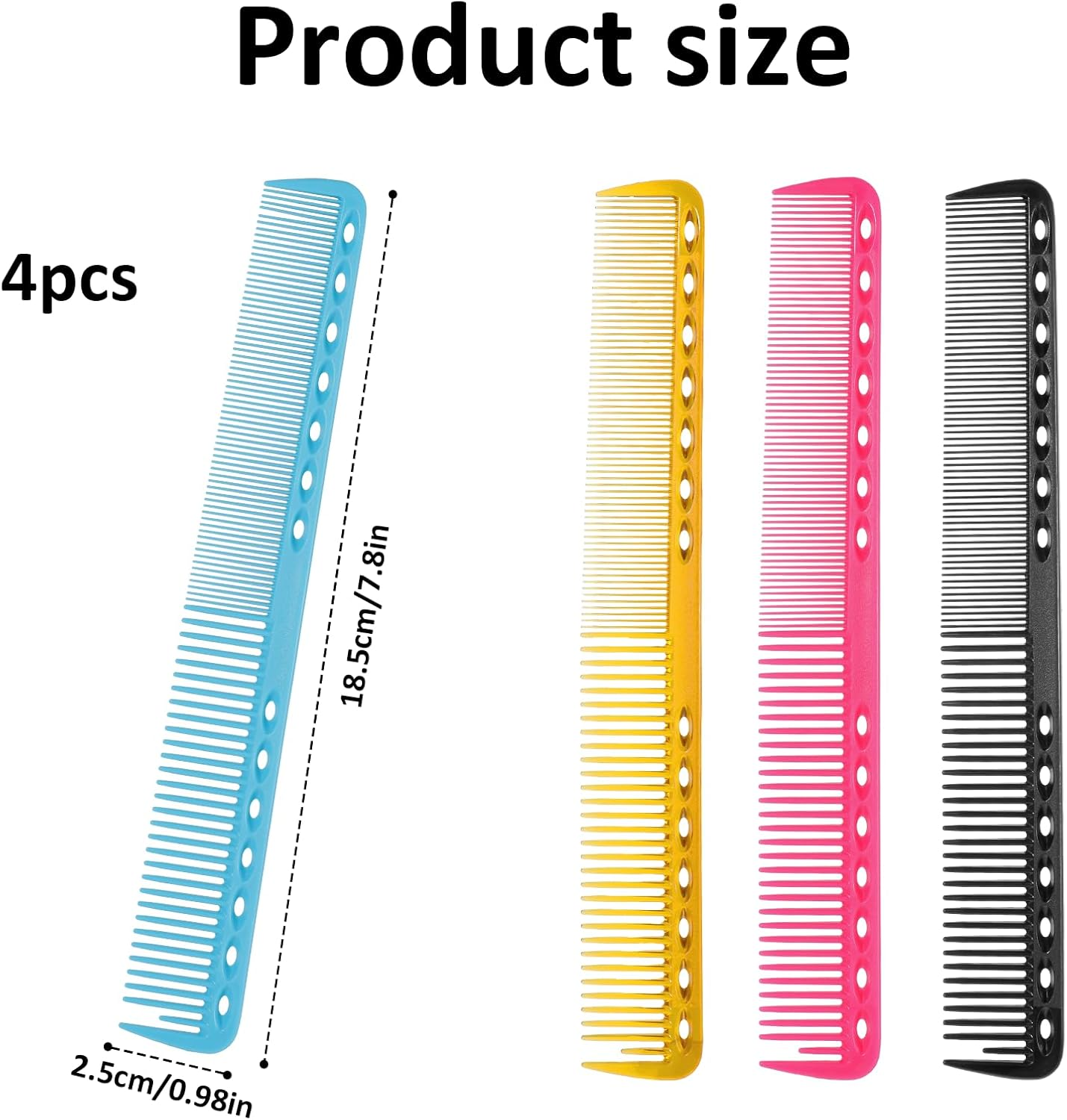 4 Pieces Carbon Comb, Hair Cutting Comb, Antistatic Hairdressing Comb, Shatterproof Professional Hair Comb Styling Comb for Hairdressers, Heat Resistant Hair Comb for Men, Women, Home, Salon, Hair image number 6