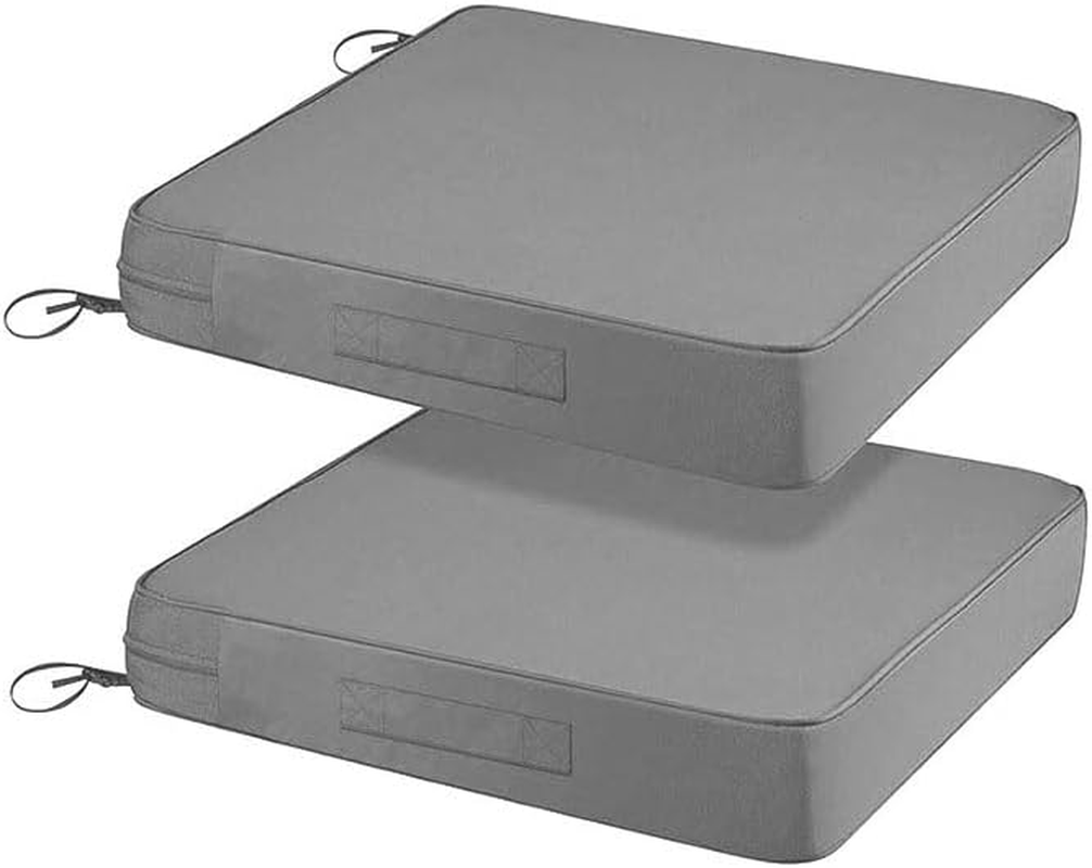 2Pcs Comfibloom'S High-Density Foam Seat Cushion, Patio Cushion,Waterproof, Outdoor Cushion,Perfect for Outdoor Charis. (Light Grey, Standard 48 X 48 X 9 Cm)