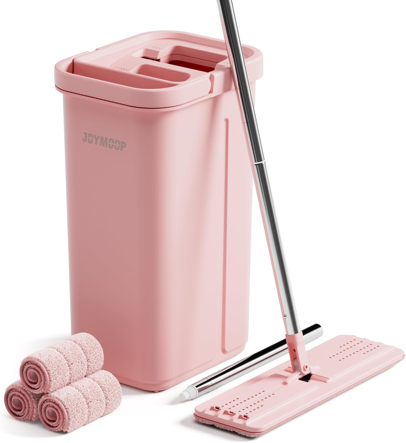JOYMOOP Pink Mop and Bucket with Wringer Set for Home, with 3 Reusable Microfiber Mop Pads, Hands-Free Self-Cleaning System, Suitable for Floor Cleaning and Wall Cleaner image number 5