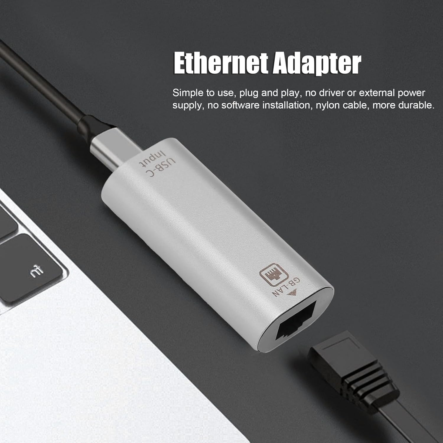 Ethernet Adapter, 10/100/1000 Mbps USBC Female to RJ45 Female Adapter Support, No Driver Easily Use, for Phones Computers Tablets