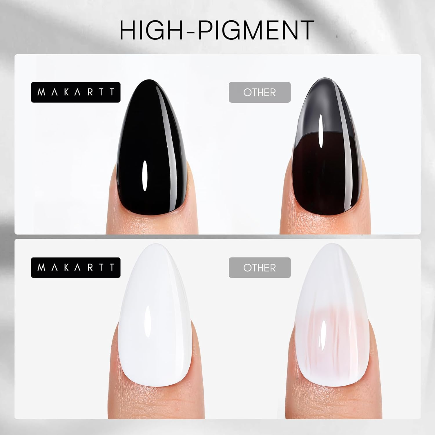 Makartt Gel Nail Polish Set, Black White Colours Black White Gel Nail Polish LED Pure Gel Soak off Duets Collection 8 Ml 2 Pieces image number 5