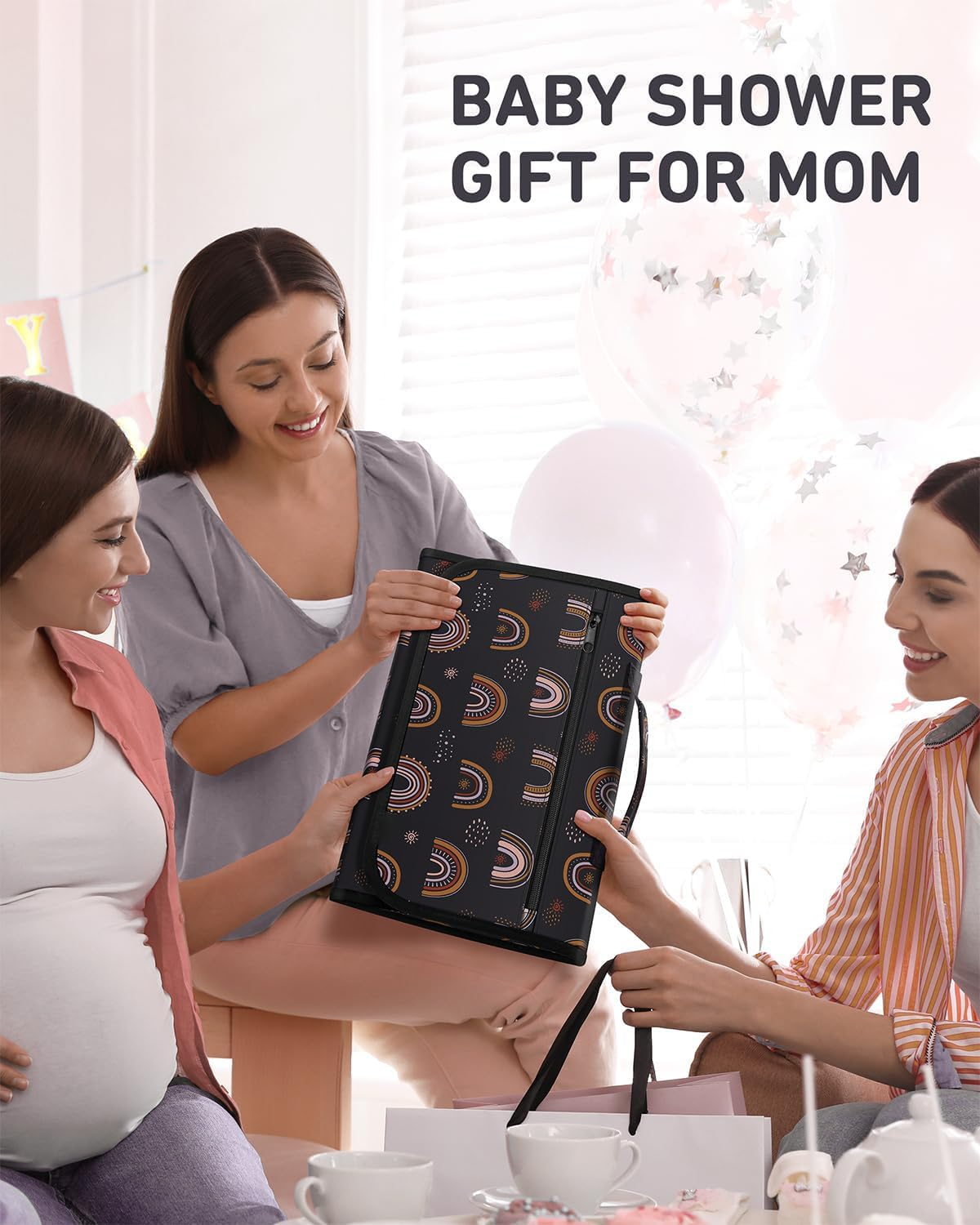 ZONEY Baby Changing Mat, Multipurpose Waterproof Wipeable Diaper Pad, Portable Diaper Changing Pad, Foldable Baby Changing Pads for Bed Protection, Travel Diaper Change Mat for Baby, Newborn Essentials image number 6