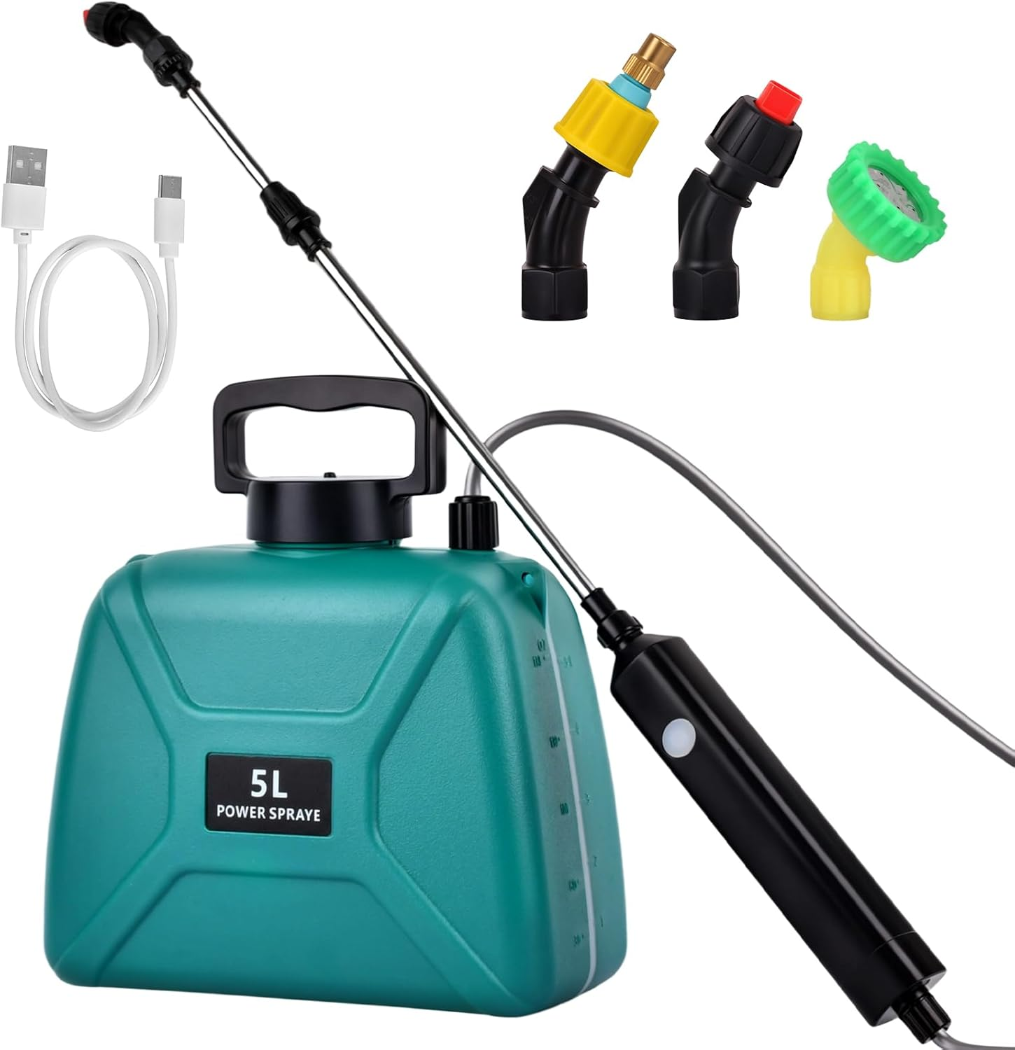 Advwin Electric Garden Sprayer, Battery Powered Sprayer with 3 Mist Nozzles, Rechargeable Handle with Battery Indicator, Garden Sprayer for Lawn, Garden, Cleaning image number 3