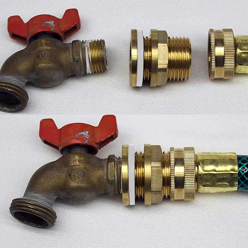 2 Pieces Water Tank Connector 3/4 Inch Premium Brass Rain Barrel Feed-Through + 2X Rubber Seals Ra-In Barrel Connector Water Butt Grommet for Rain Barrel Wa-Ter Butt Barrel