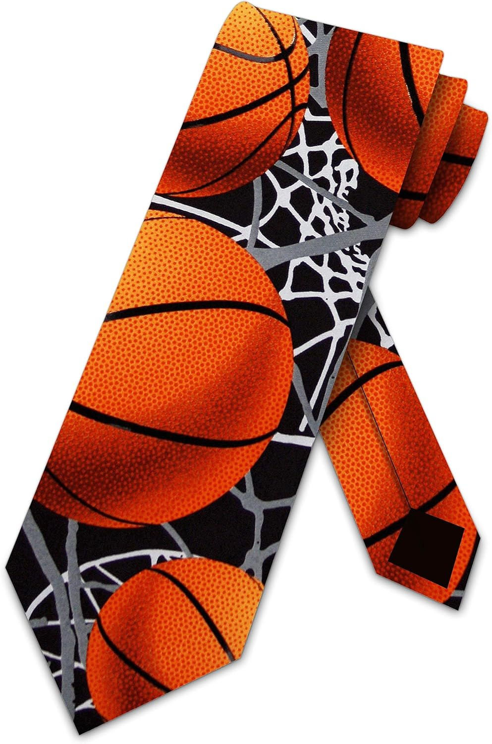 Basketball Zone Tie Mens Basketballs Necktie by Three Rooker image number 4