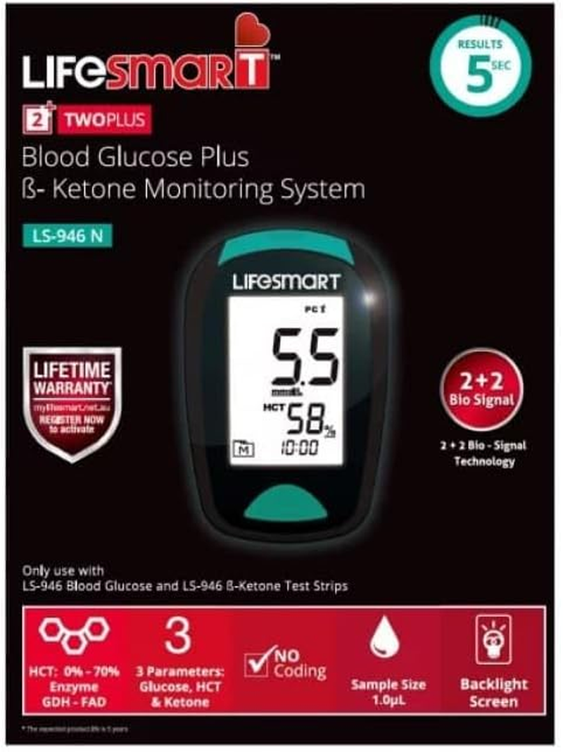 Lifesmart LS-946 2Twoplus Blood Glucose and Ketone Monitoring System
